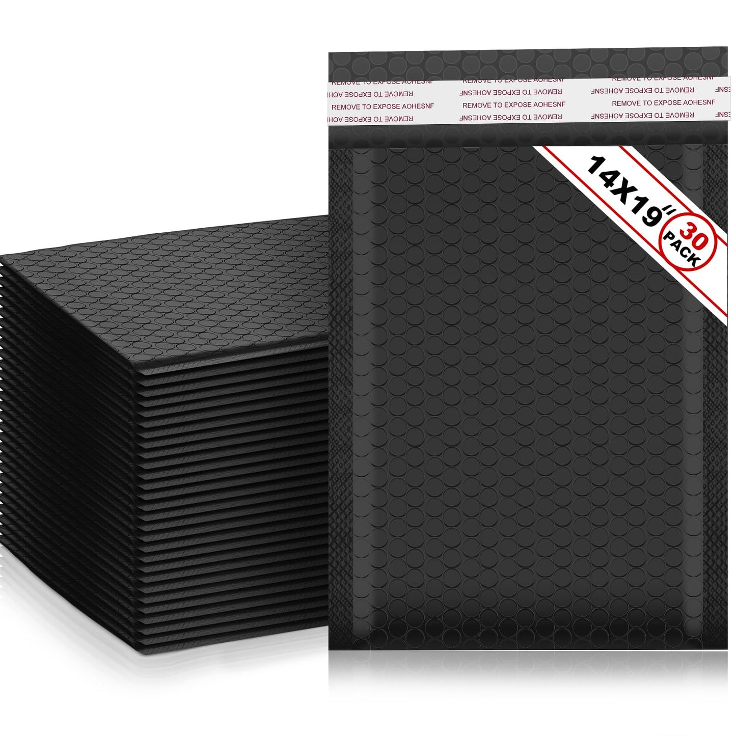 Henoyso 30 Pcs Extra Large Bubble Mailers 14 x 19 Inches Resealable Padded Envelopes Waterproof Shipping Bags Poly Padded Mailers Bulk for Mailing Packaging Small Business(Black)