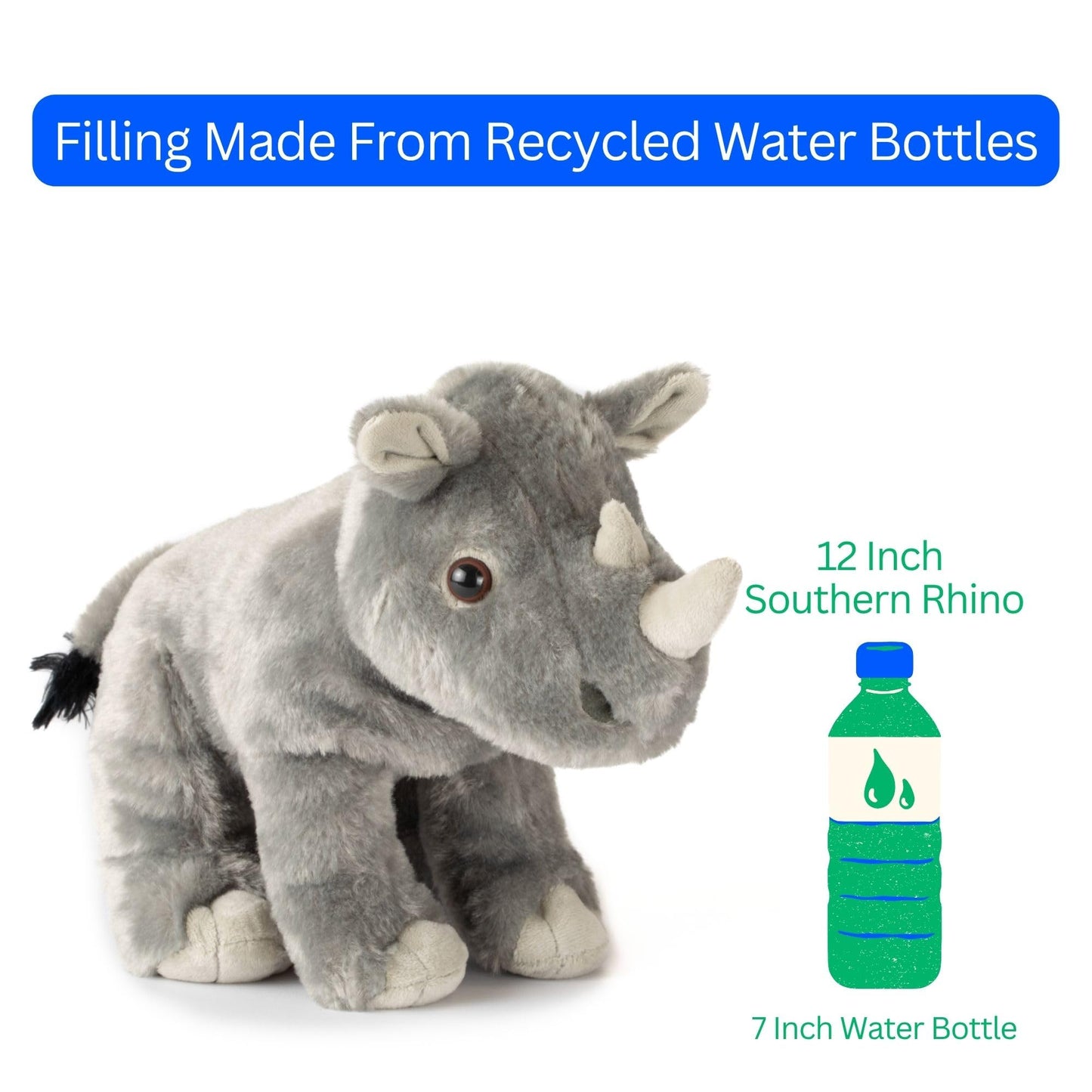 The Petting Zoo Rhino Stuffed Animal, Gifts for Kids, Wild Onez Zoo Animals, Southern Rhino Plush Toy 12 inches