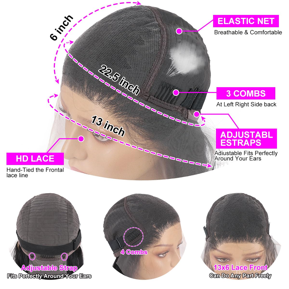 Profairsor 30 Inch Straight HD Lace Front Wigs Human Hair 180% Density Straight Human Hair Wigs for Black Women Glueless Wigs 13x6 Straight Lace Front Wigs Human Hair Pre Plucked HD Lace Frontal Wig