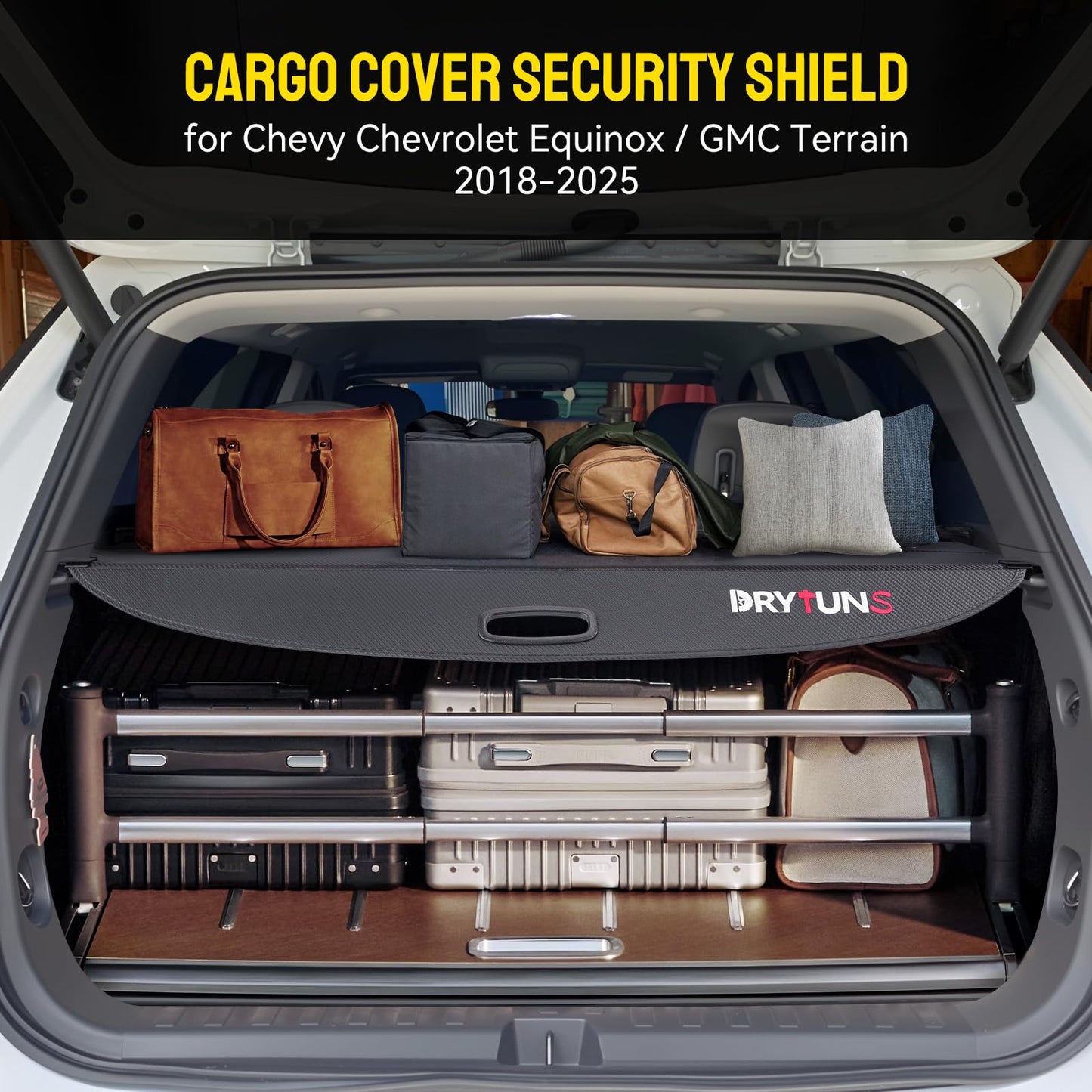 Drytuns Cargo Cover Retractable Trunk Cover Privacy Shade for 2018-2023 2024 Chevy Chevrolet Equinox GMC Terrain, Not for EV Model