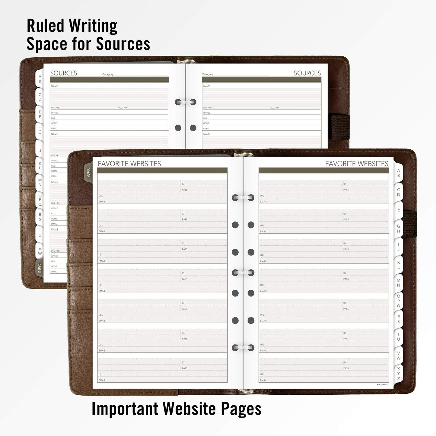 AT-A-Glance Day Runner Harrison Phone and Address Book, Directory, 5-1/2" x 8-1/2", Size 4, Brown (1124-0286)