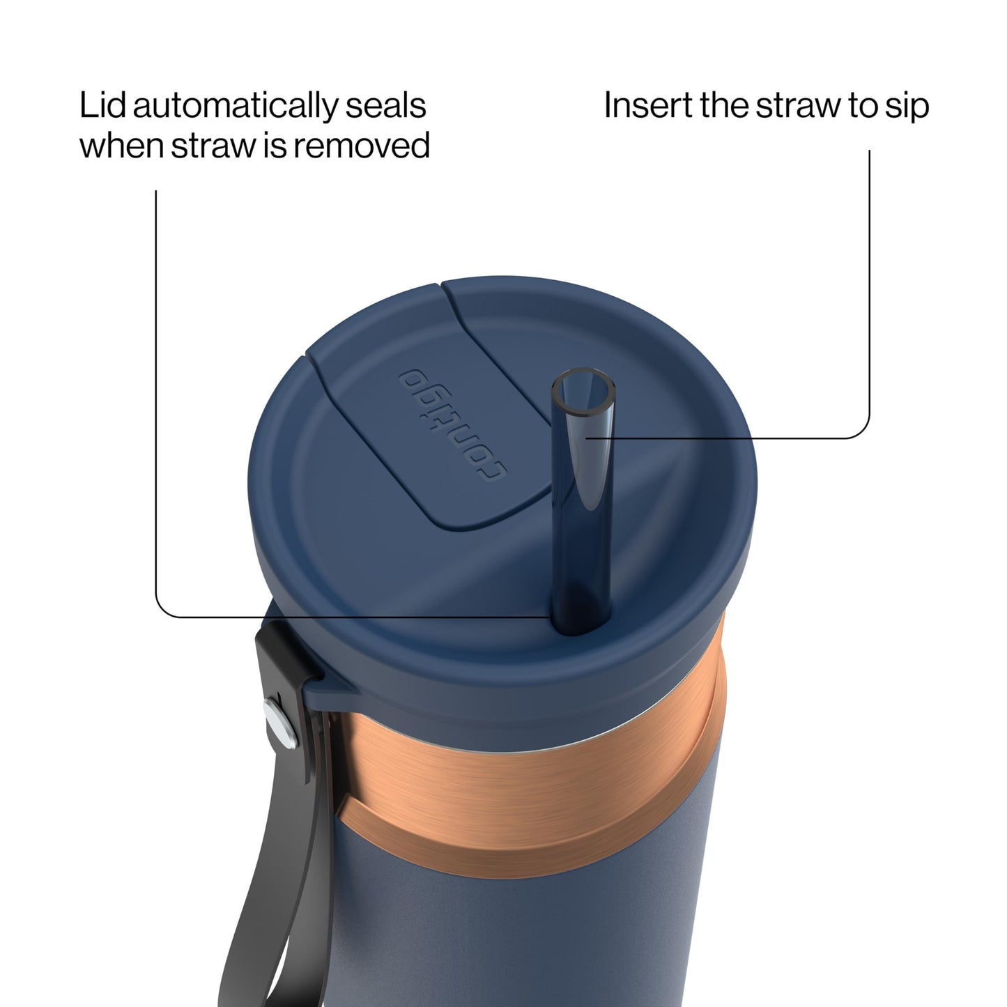 Contigo SnapSeal 24 oz Stainless Steel Vacuum-Insulated Water Bottle with Leakproof AutoClose Lid, Carry Strap & Reusable Straw, BPA-Free & Lead-Free, Dishwasher Safe