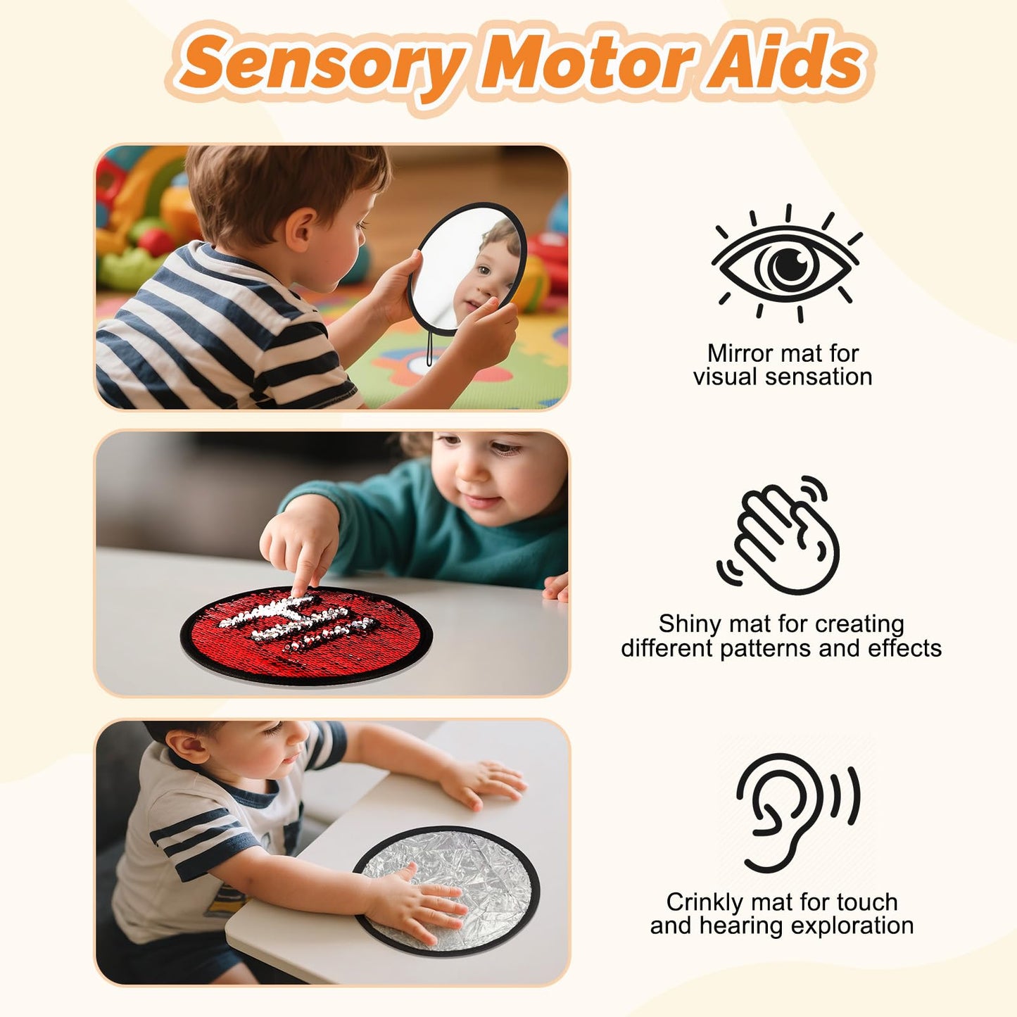 Sensory Mats, 16 Piece Set, Sensory Toys for Children with Autism, Touch Panel, Montessori Toy, Educational Toy for Children Aged 3 and Above, Gift