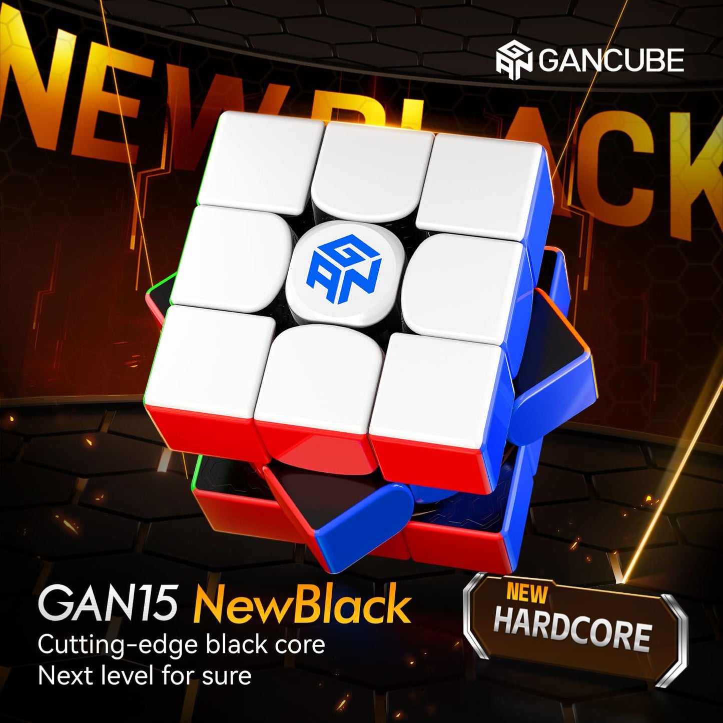 GAN 15 New Black UV Coated, GAN Cube 3x3 Magnetic Lightweight Speed Cube, Brain Teasers Puzzle for Kids and Adults, Ideally Combines Weight, Magnet and Structure, 59.5g