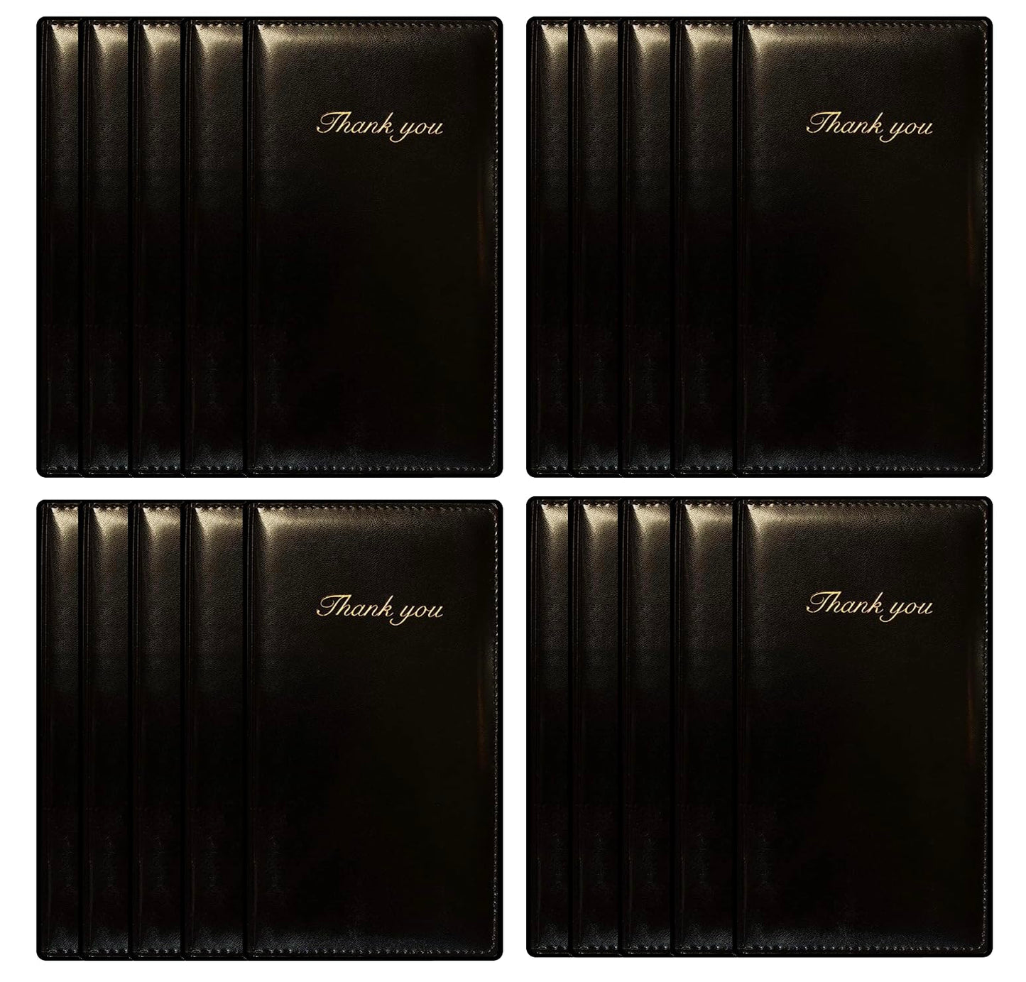 Restaurant Guest Check Presenters (20 Pack) – Premium Durable Server Book/Check Card Holder with Gold "Thank You" Imprint by NITEOUT