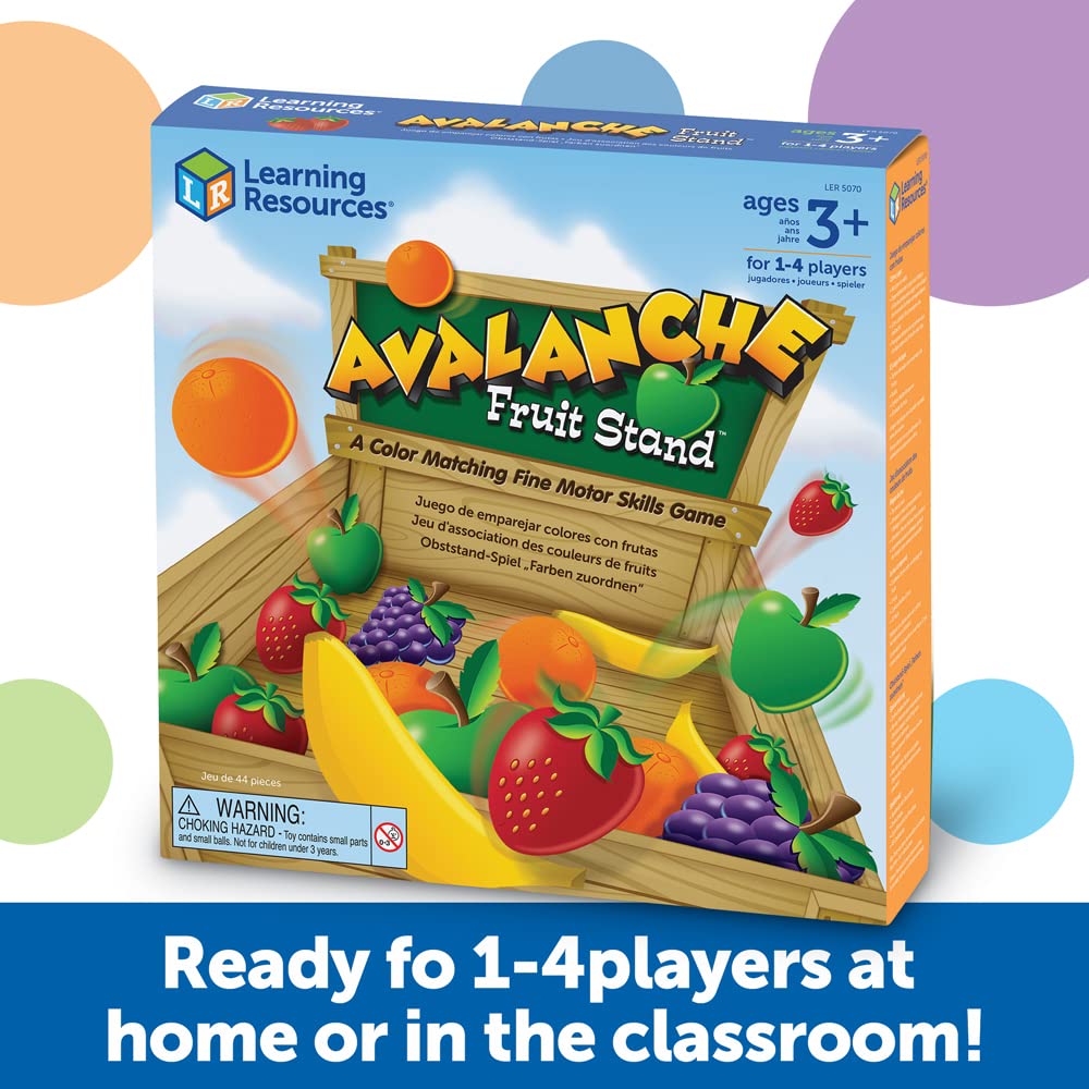 Learning Resources Avalanche Fruit Stand, Fine Motor/Grip Game, 42 Piece Set, Ages 3+ (LER5070)