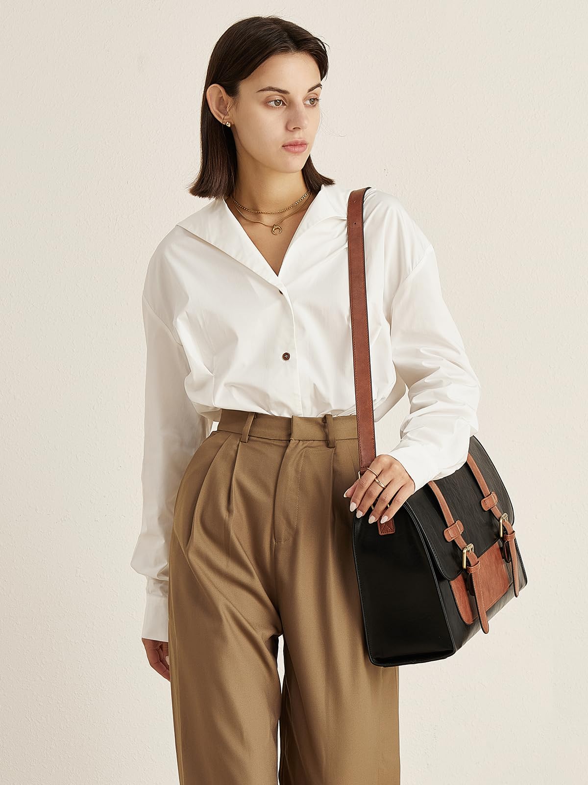 CLUCI Briefcase for Women Leather Laptop 15.6 Inch Business Ladies Work Computer Tote Bags Brown