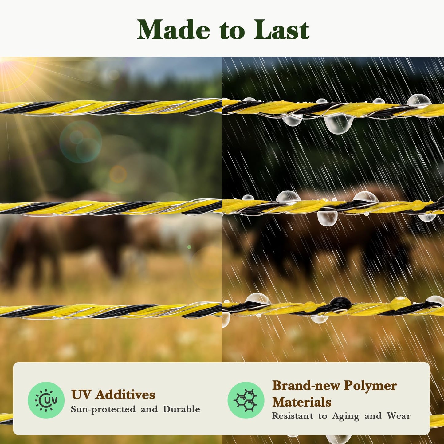 Aclastool Electric Fence Wire, 5200ft 1585m, Polywire for Portable Livestock Fencing, 6 Stainless Steel Strands for Reliable Conductivity and Rust Resistance, UV Resistant