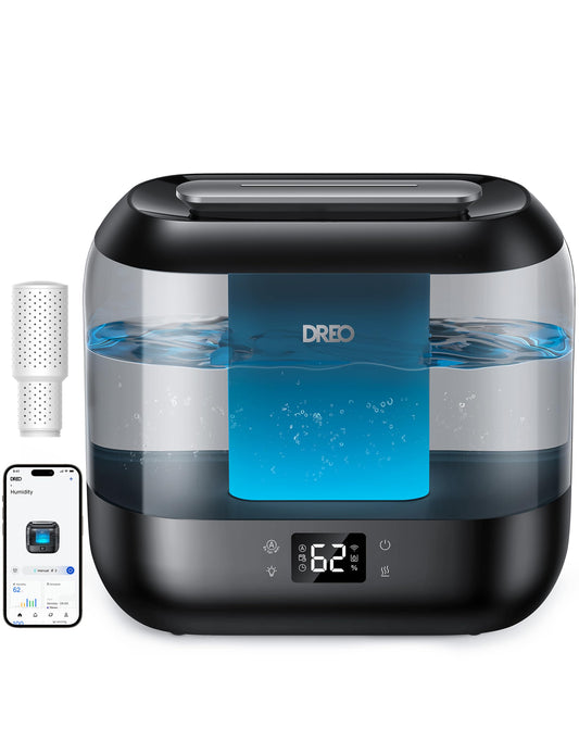 Dreo Humidifiers for Bedroom, Top Fill 4L Smart Cool Mist Humidifier with Oil Diffuser, Cartridge, Nightlight, 32H Runtime, Quiet Ultrasonic Humidifiers for Home, Baby Nursery, Plants, Office, HM311S