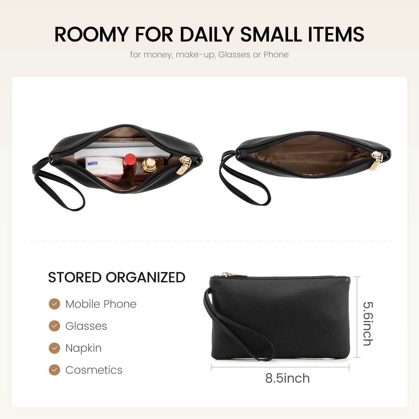 LOVEVOOK Laptop Tote Bag for Women 15.6 Inch Work Bag Leather Laptop Bag with Clutch, Large Capacity Office Purse Computer Briefcase Shoulder Bag for Casual Business Travel, Beige & Black