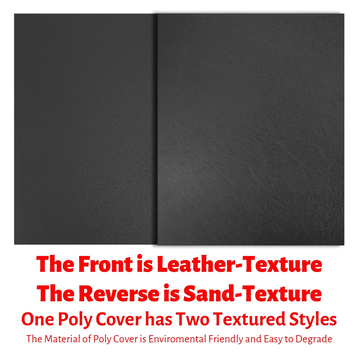 Binditek 100 Pack 16 Mil Leather-Textured Heavyduty Polycovers, Plastic Binding Presentation Covers, Letter Size, 8-1/2 x 11", Square Corners, Un-Punched, Black