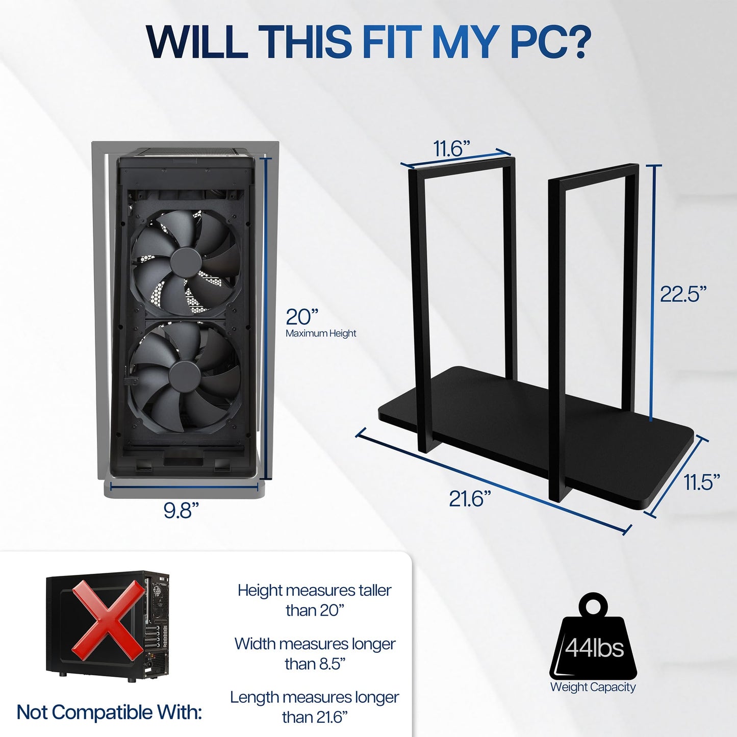 VIVO Heavy Duty Under-Desk PC Mount Shelf, Computer CPU Holder, Supports up to 44 lbs, Black, Mount-PCSF1