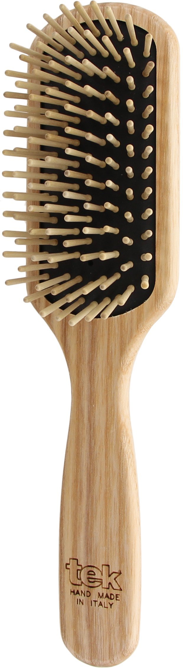 TEK - Medium Rectangular Ash Wood Brush with Short Tooth Handmade in Italy, for Fine or Straight Hair - 22 x 5.5 cm
