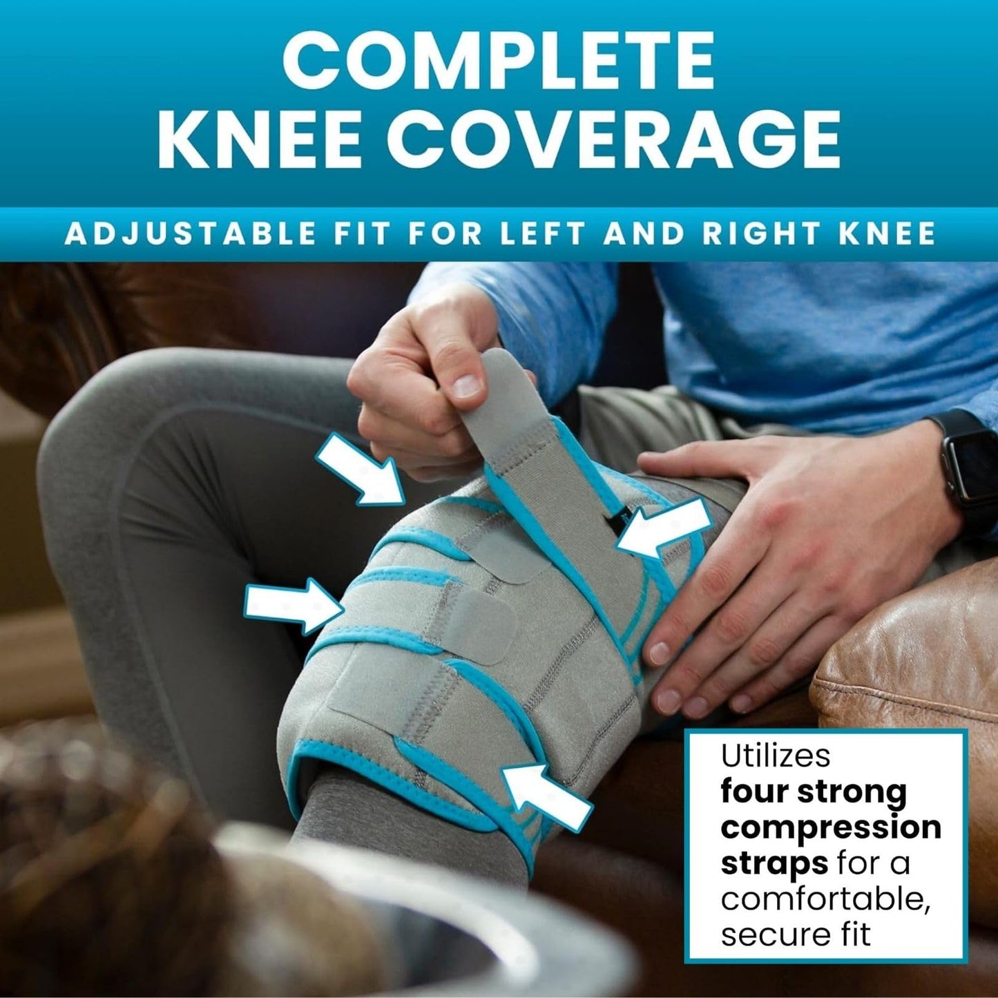 Vive Knee Ice Pack Wrap (2 Pack) - Cold/Hot Gel Compression Brace - Heat Support Strap For Arthritis Pain, Tendonitis, ACL, MCL Injury, Osteoarthritis, Women, Men, Meniscus Patella Surgery