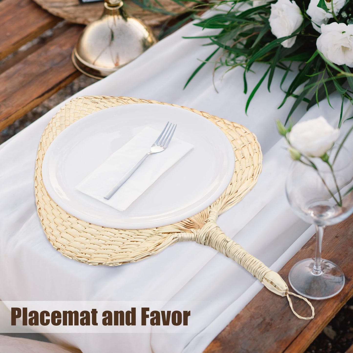 Marsui 30 Pieces Wedding Raffia Fans Bamboo Natural Handmade Palm Leaf Hand Weaving Boho Fans for Guest Couple Summer Cooling Supplies Farmhouse Wall Decor Wedding Favors