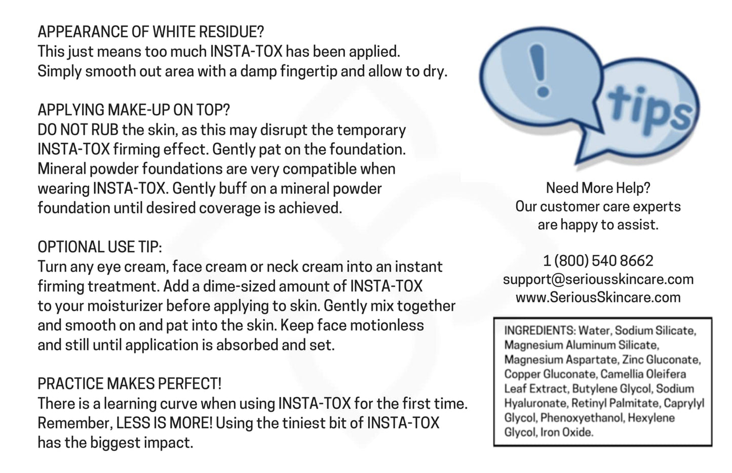 Serious Skincare INSTA-TOX Instant Wrinkle Smoothing Serum - Improves appearance of Fine Lines & Wrinkles - Temporary Skin Tightener - Instant Line Filler - Two .75 Fl Oz Tubes (2Pack)
