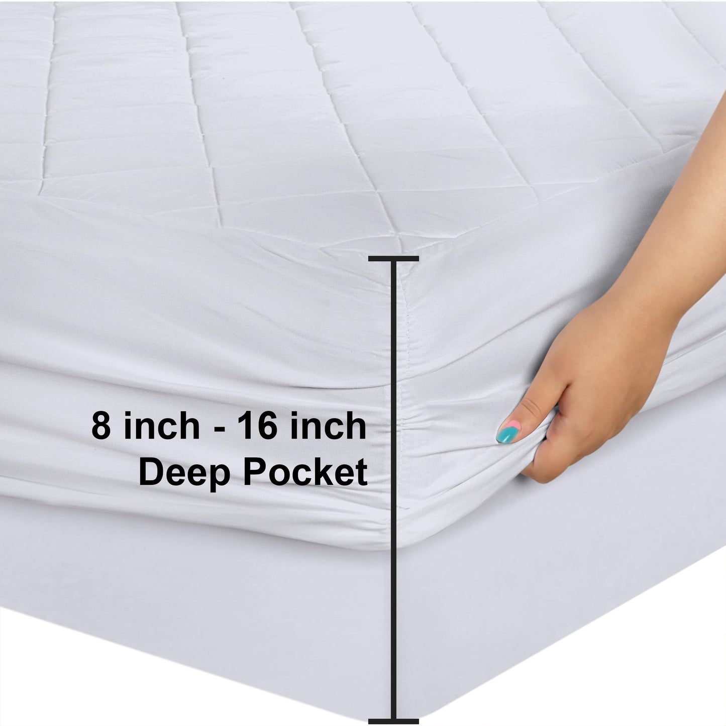 Quilted Fitted Mattress Pad 2 Pack, King Mattress Protector Topper with Deep Pocket Stretches up to 16 Inches, Machine Washable Mattress Cover by Utopia Bedding (White)