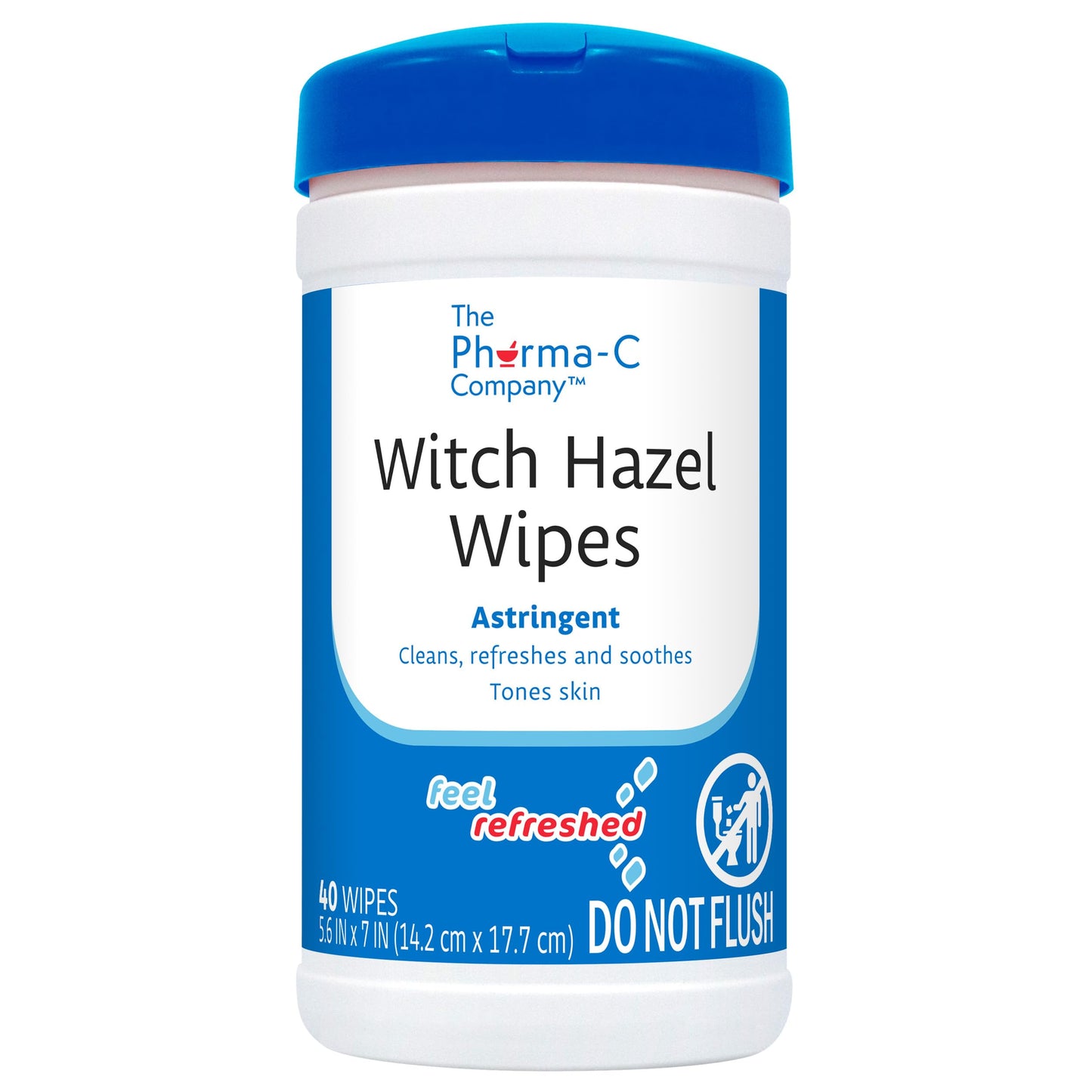 Pharma-C Witch Hazel Wipes [6 canisters] - Daily Toner & Astringent Cleansing Cloths for Face
