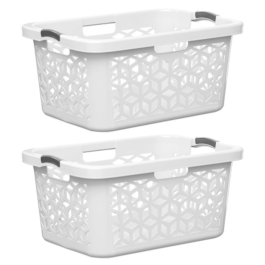 EconoHome Laundry Basket - Large 2 Bushel Laundry Basket with Handles - Stackable Plastic Hamper for Dirty Clothes - Storage Bin & Organizer for Bathroom, Bedroom - White, 70.5L Capacity – Heavy Duty