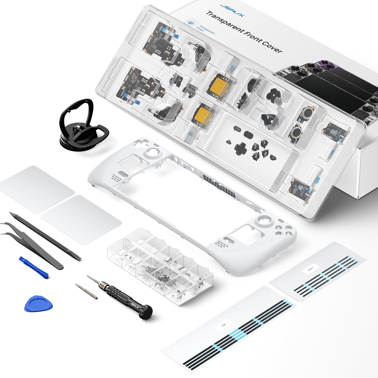 JSAUX Back Plate Vents Version Compatible with Steam Deck LCD, DIY Replacement Full Shell Case Compatible with Steam Deck LCD [White]