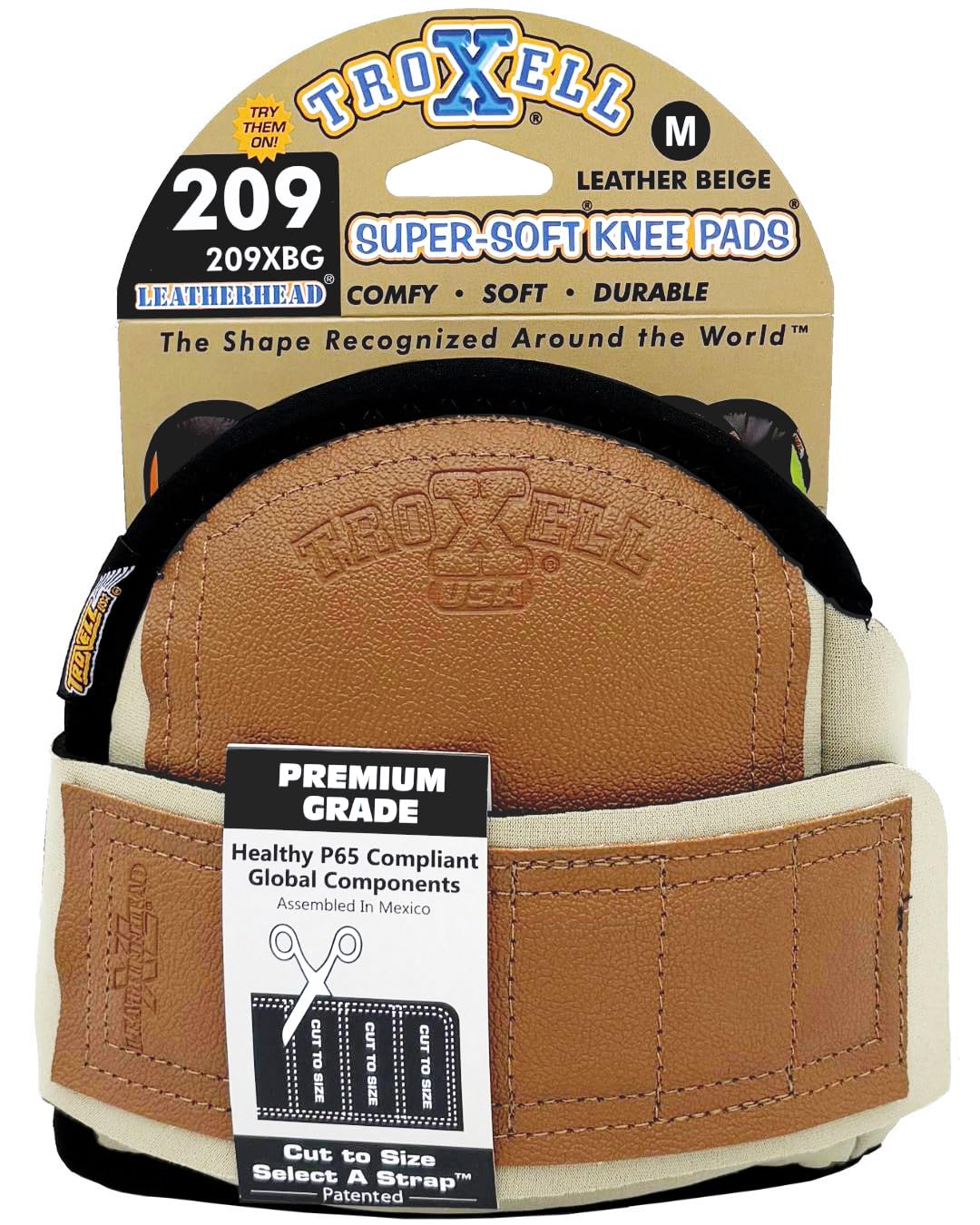 TROXELL USA - SuperSoft Beige Leatherhead Kneepads (Medium/Bagged in Pairs)