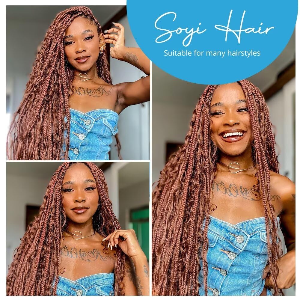 Brown Human Braiding Hair Deep Water Wave Bulk Human Hair 100g 18 Inch Color 30 Curly Human Hair for Boho Braids Hair Extensions No Weft 2 Braids Per Pack Wet and Wavy Human Hair Braiding Hair