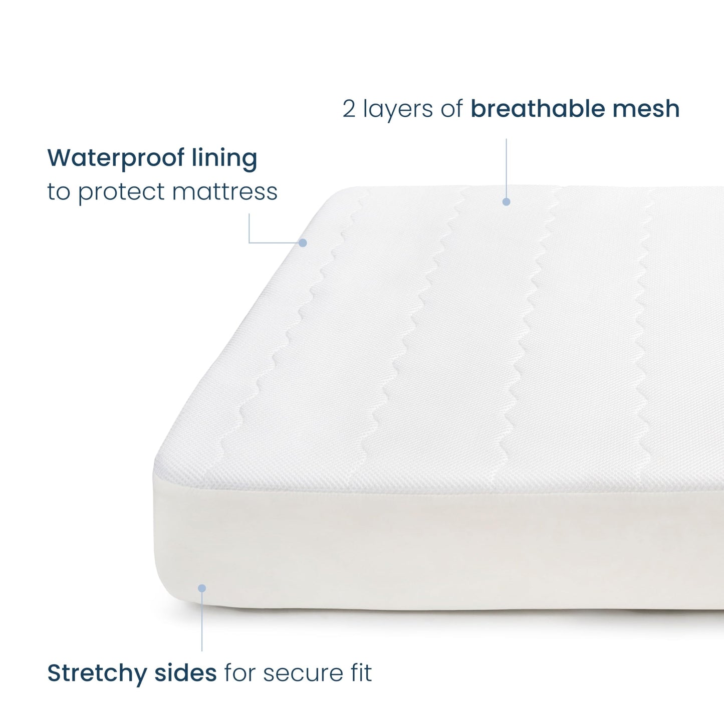 HALO Breathable Crib Mattress Cover – Quilted Mesh, Waterproof, Universal Fit for Standard Crib & Toddler Beds, Easy to Change, Machine Washable