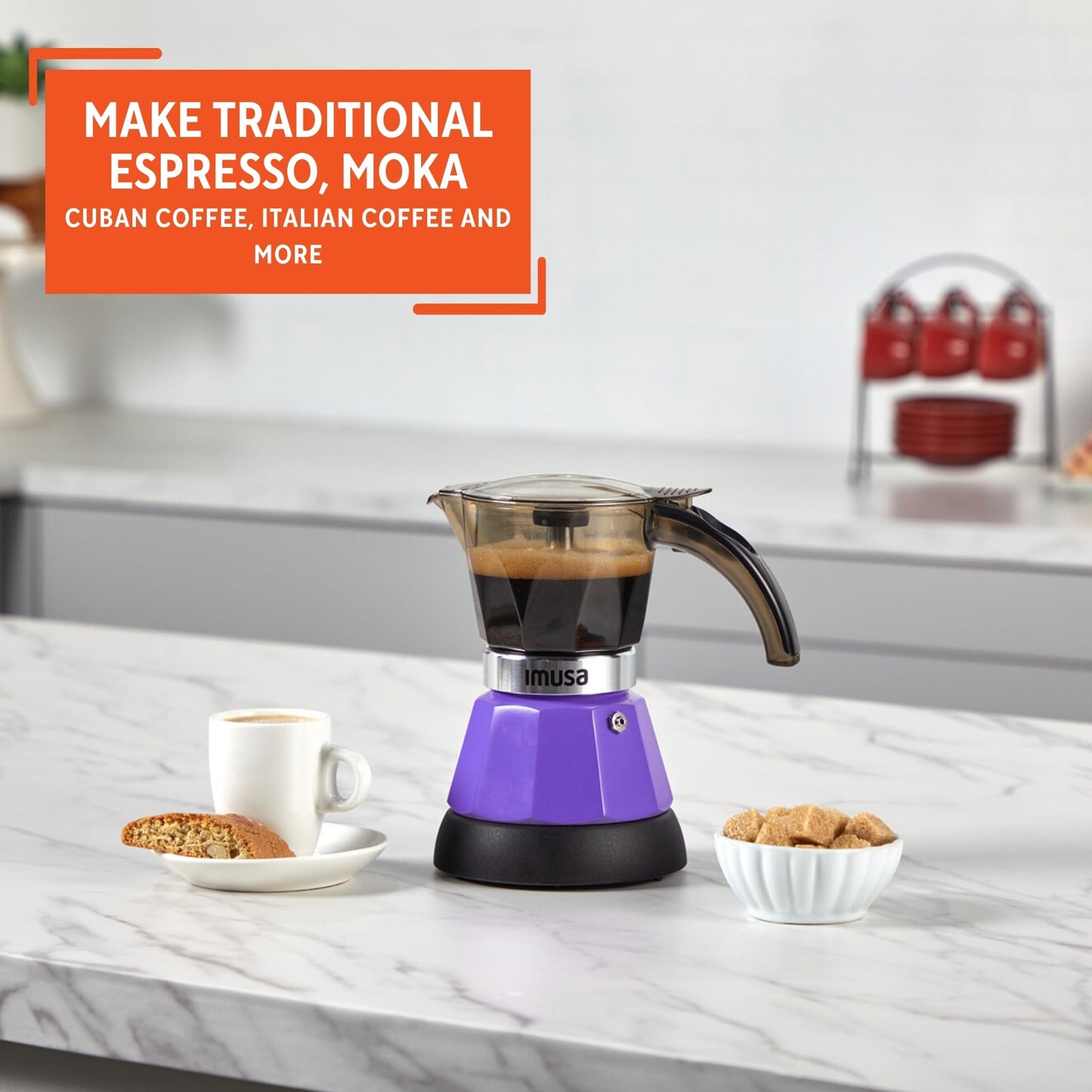 IMUSA 3 or 2cup Electric Espresso Maker, Purple
