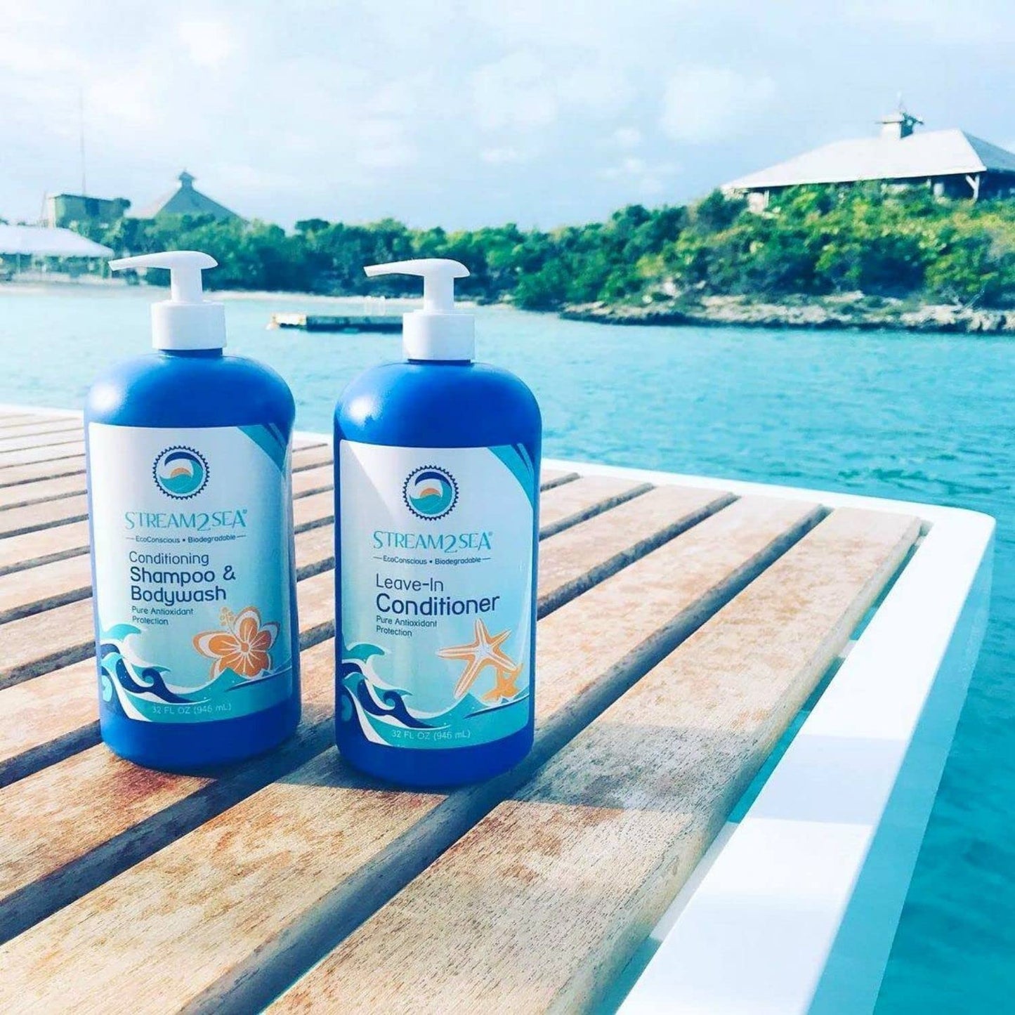 STREAM 2 SEA 3 in 1 Shampoo Body Wash and Conditioner, Reef Safe, All Natural and Organic Camping Shampoo and Liquid Soap, Skin and Hair Care for Men and Women, Sulfate and Paraben Free, 32 oz