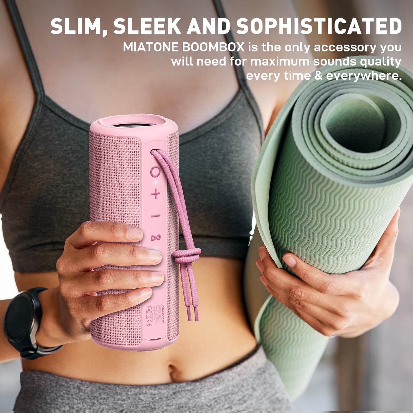 MIATONE Boombox Outdoor Portable Bluetooth Speaker Wireless Speakers Waterproof - Pink