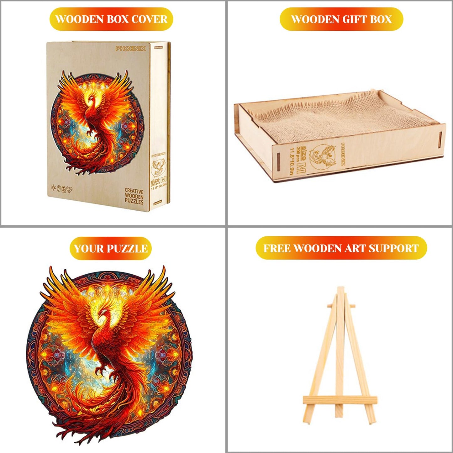 KAAYEE Wooden Jigsaw Puzzles-Wooden Puzzle Adult Unique Shape Advanced Phoenix Wooden Jigsaw Puzzle for Adult, Family Puzzles 14.9 * 13.8in 290pcs,Chritmas Gift