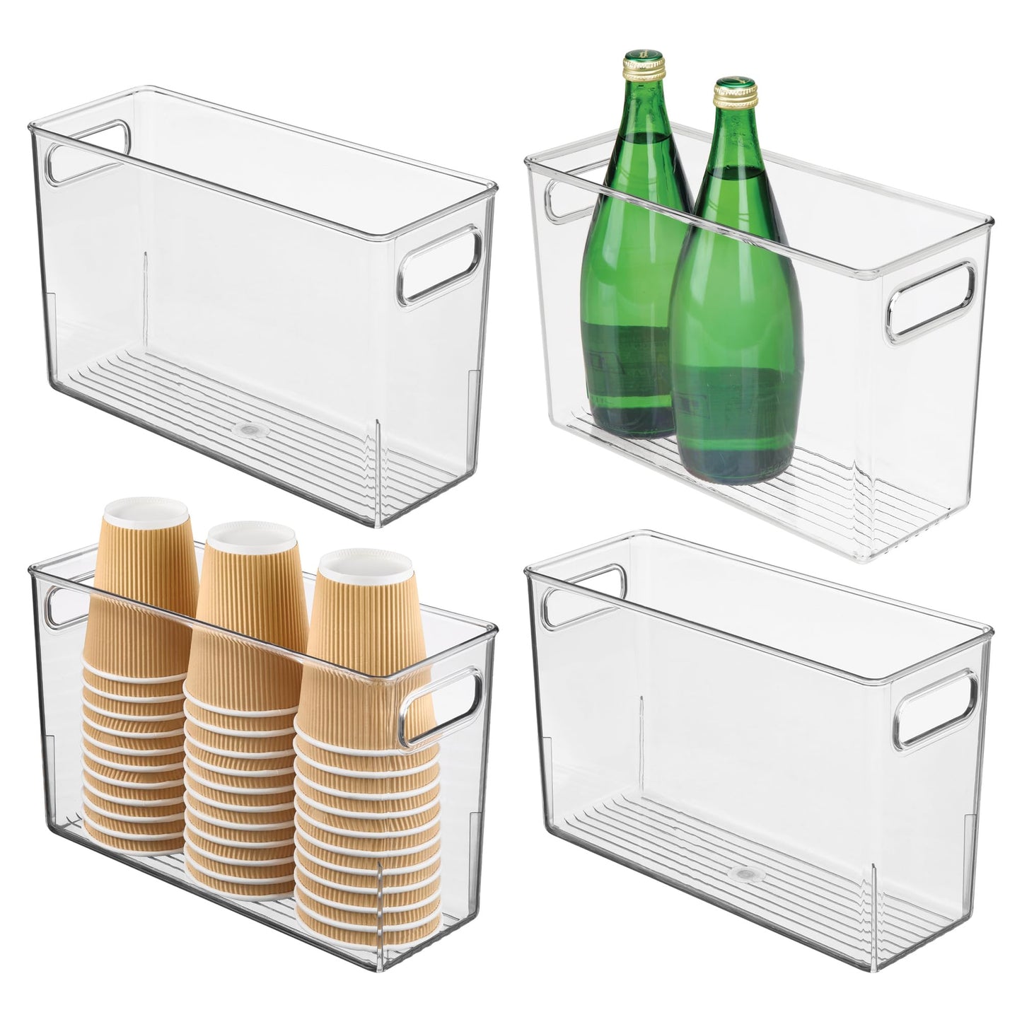iDesign Tall Plastic Storage Bin with Handles for Fridge or Freezer - Set of 4 - Clear - Made in USA