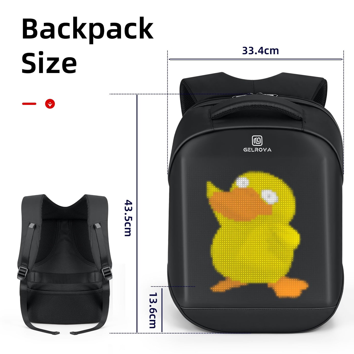 Gelrova LED Backpack with App Control City Serise, 17 Inch Cool DIY Pixel Art Animation Fashion Programming Laptop Backpack, Unique Gift for Men or Women