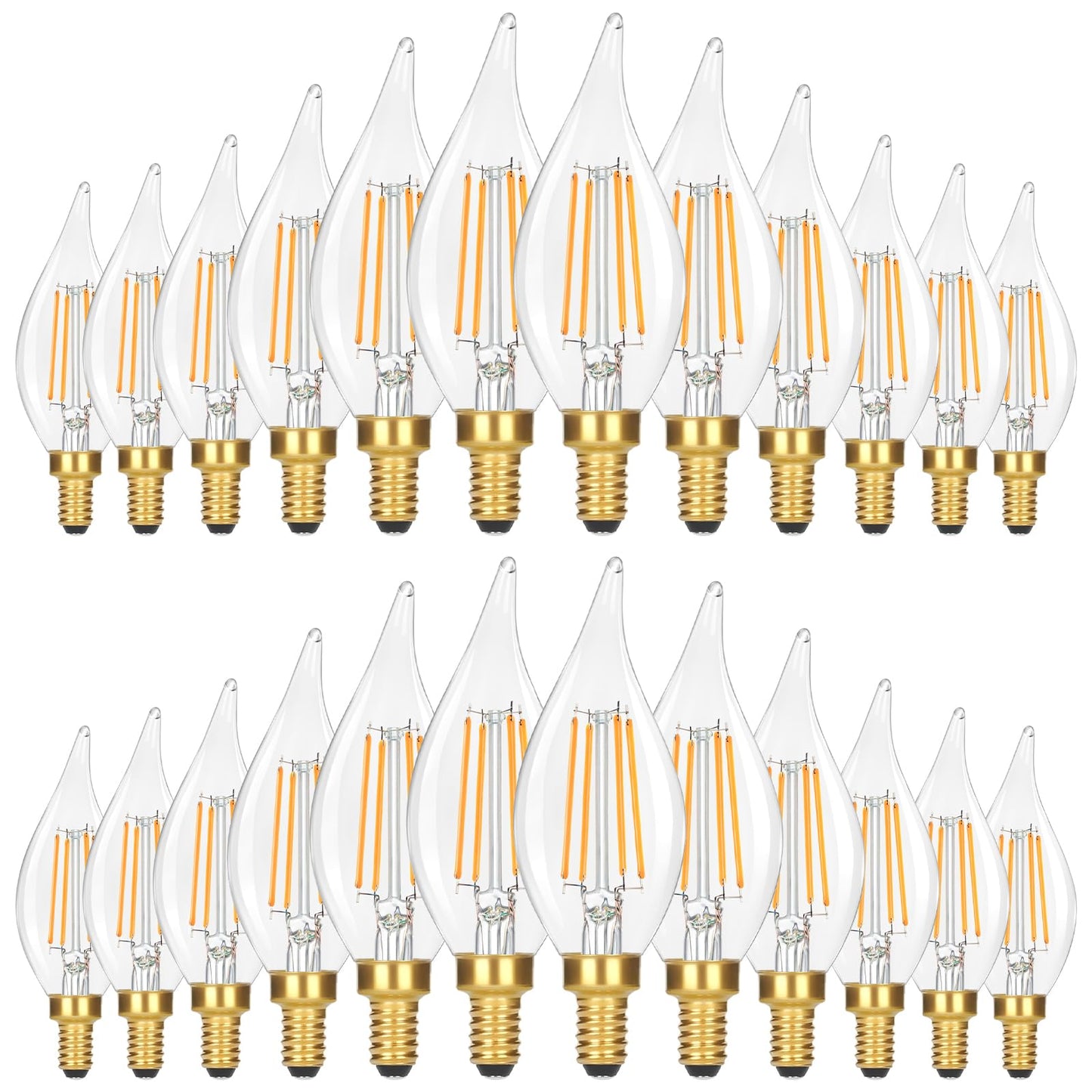 GoBright Dimmable LED Candelabra Bulbs 40W Equivalent, 24-Pack 2700K Soft Warm White E12 Chandelier Light Bulb, Vintage 4W 460LM CA10 Candle Light Bulbs for Chandeliers, Ceiling Fan, Pendant