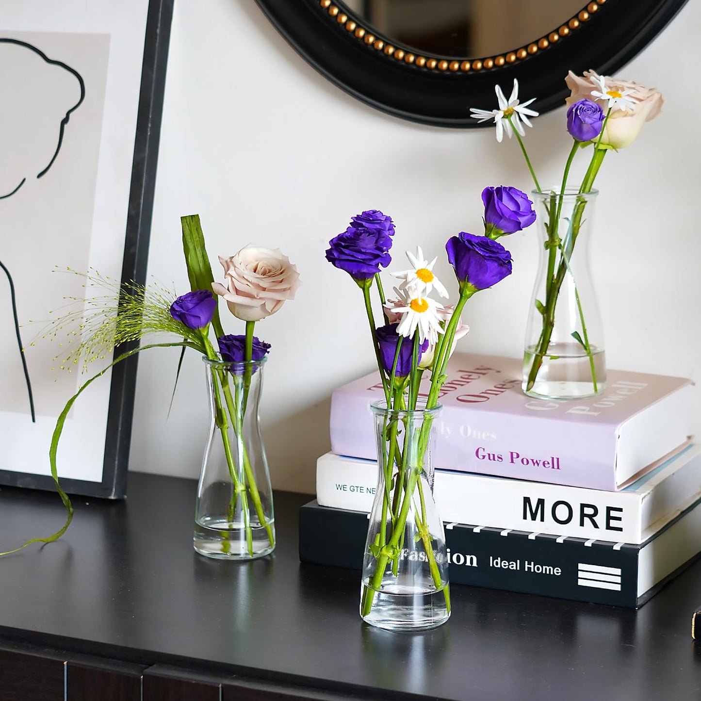 35 PCS Glass Bud Vases for Centerpieces, 5.5" Clear Small Flower Vases, Modern Minimalist Cute Mini Decorative Bulk Vases for Decor Wedding Birthday Party Home Living Room