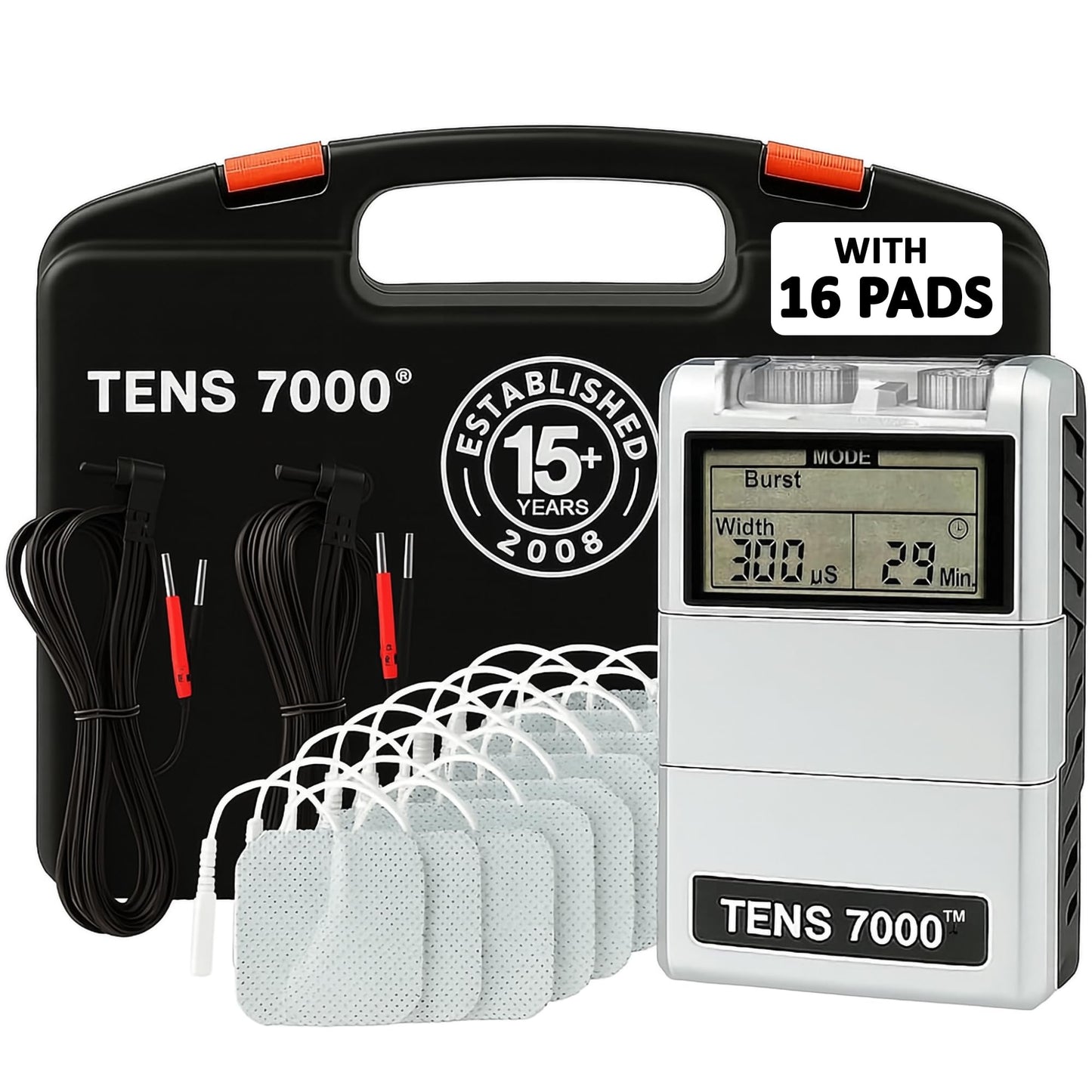 TENS 7000 Digital TENS Unit with Accessories, Includes 16 Pack Electrodes - TENS Unit Muscle Stimulator for Back Pain Relief, General Pain Relief, Neck Pain, Sciatica Pain Relief, Nerve Pain Relief