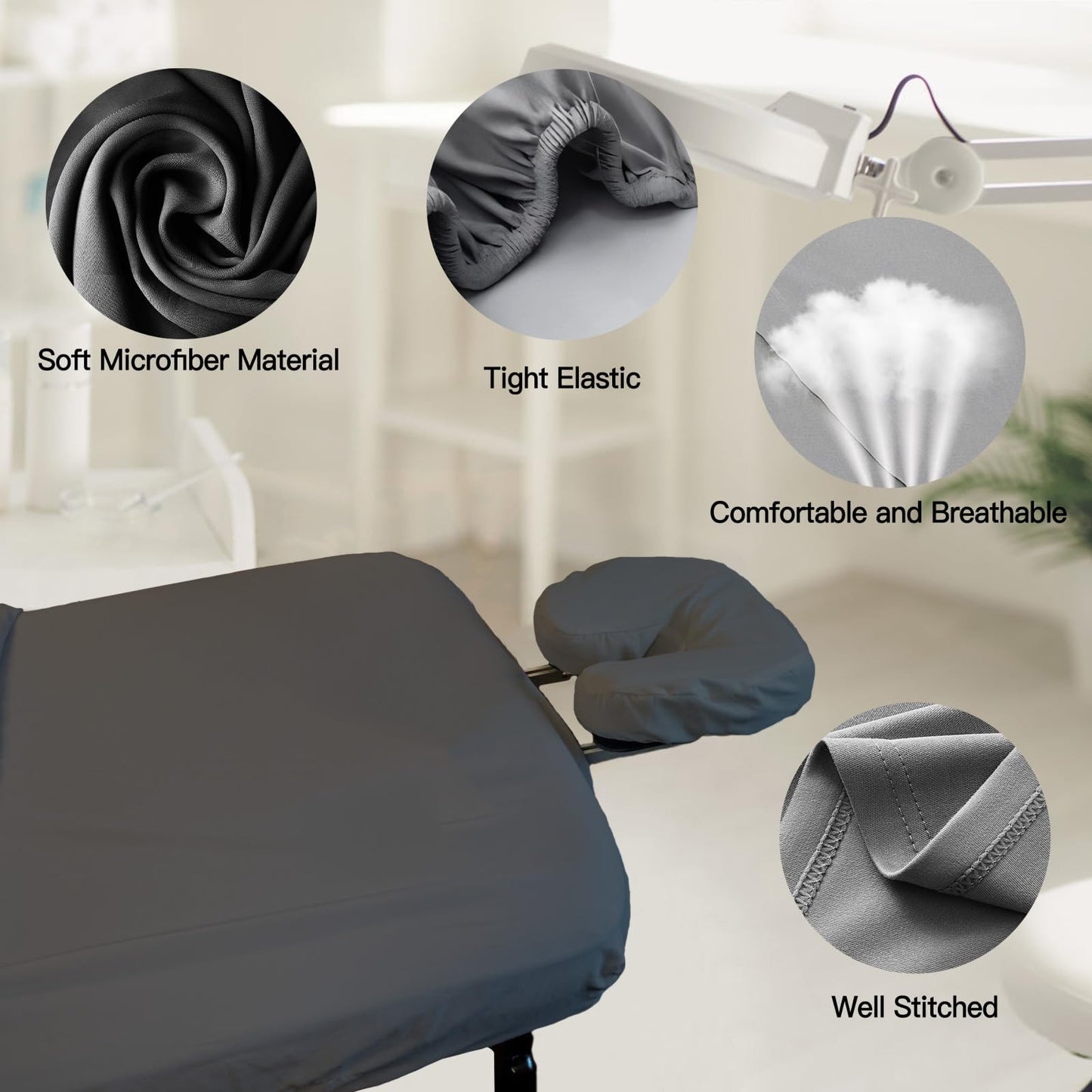 12 Pcs 4 Sets Massage Table Sheets Set, Microfiber Sheet for Massage Table, Massage Bed Sheets Includes Massage Table Cover, Massage Fitted Sheet, and Massage Face Rest Cover for SPA Beauty Tattoos