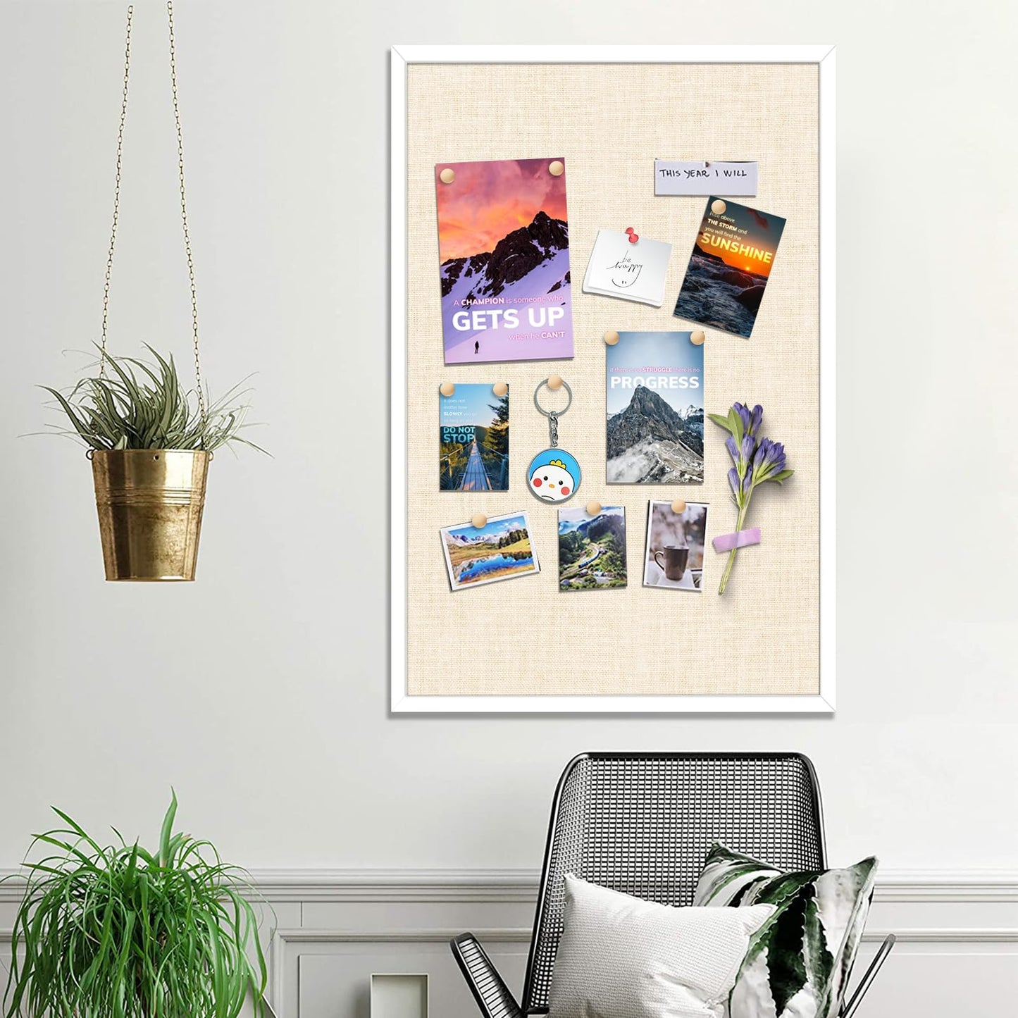 Amoard 36''x24'' Inch Linen Cork Bulletin Board with Frame, Decorative Pin Board for Office Home and School Wall Decor