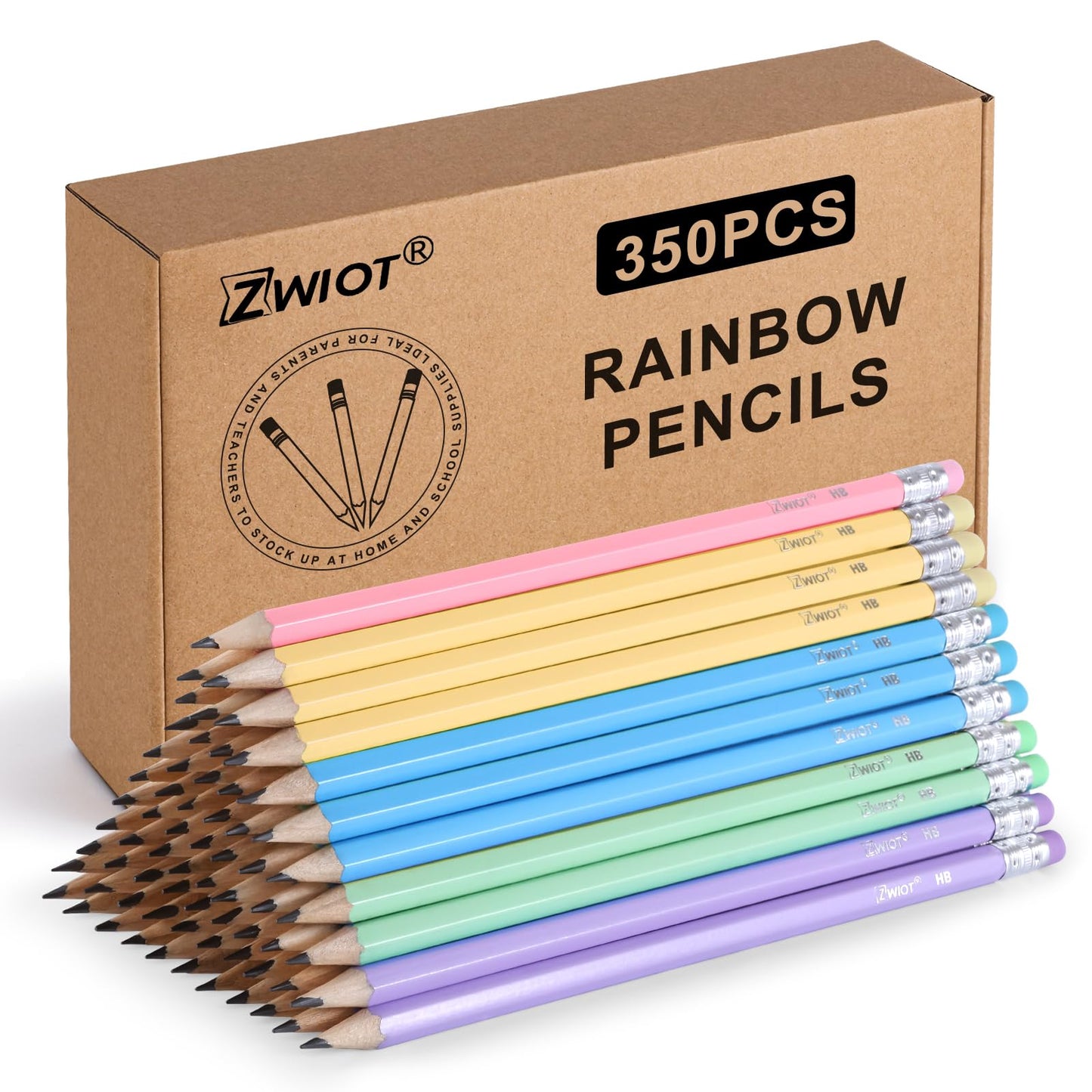 ZWlOT Wood-Cased Pencils, Pre Sharpened Pencils, 350 Count #2 HB Pencil with Eraser Bulk, School Classroom Teacher Supplies Gifts