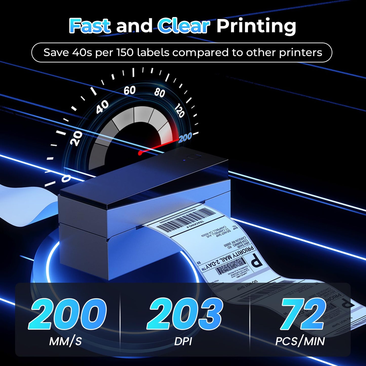 Omezizy Bluetooth Shipping Label Printer 4x6, 249BT Thermal Label Printer 4x6 for Small Business, Shipping Packages, Office, Home, Compatible with Android iPhone iPad Windows macOS Chrome USPS Etsy