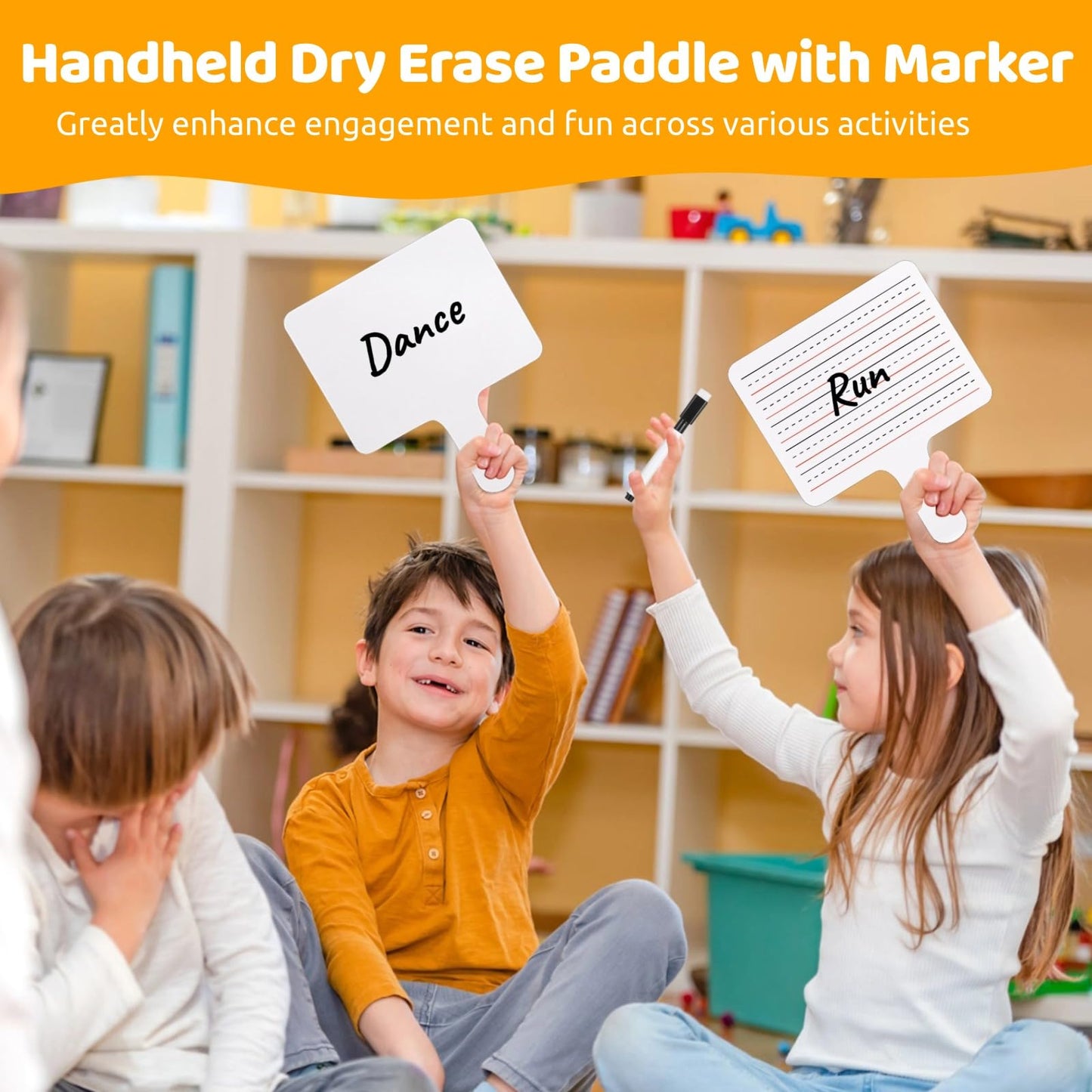 25 PCS Dry Erase Paddles with Markers, Dual-Sided Handheld Whiteboard, Dry Erase Sign with Blank and Lined Sides, Writing Drawing Whiteboard, Auction Paddles for Classroom Interaction, Game, Vote