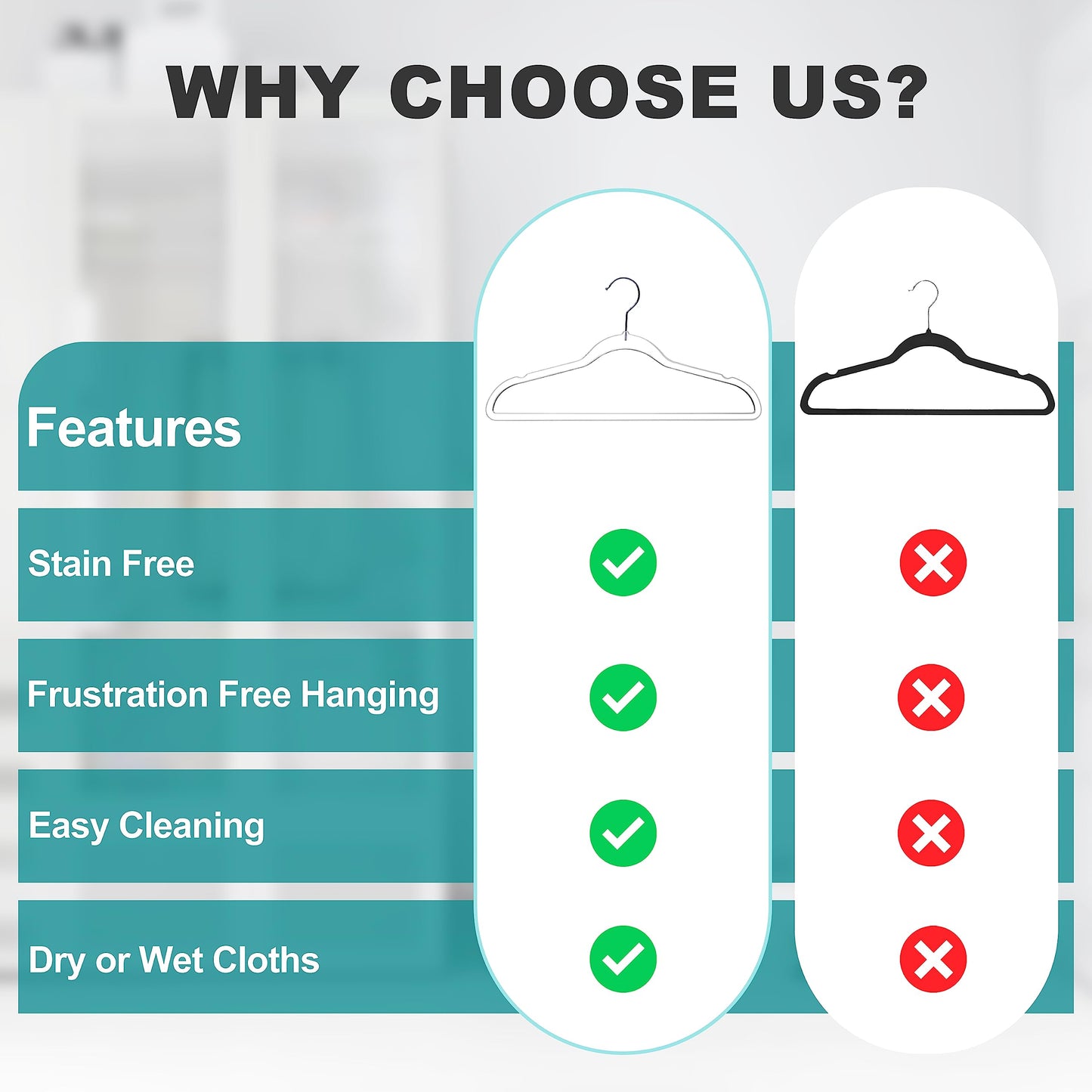 Quality Hangers Plastic Hangers for Clothes | 50 Pack - 17.5 Inch | Heavy Duty Space Saving Crystal Clear Acrylic | 360 Degree Swivel Hook and Notches (Clear)