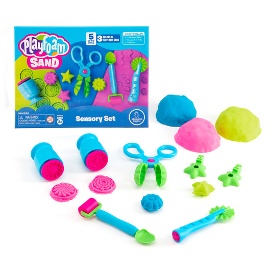 Educational Insights Playfoam Sand Sensory Set - Play Sand Toys for Toddlers, Squishy Sensory Bin Filler for Home or Preschool Classroom, Moldable Crafting Compound, Gifts for Kids Ages 3+