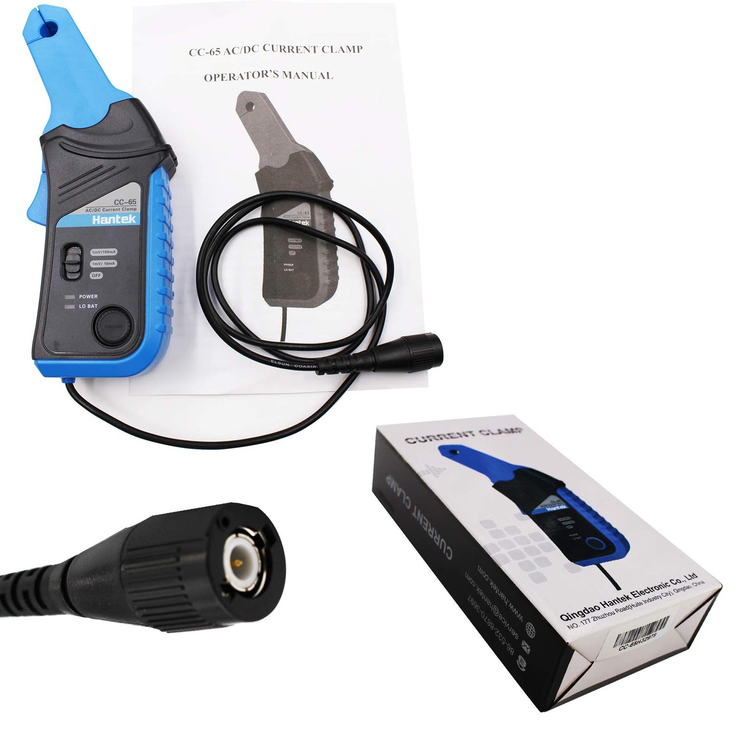 Hantek CC-65 AC/DC Current Clamp Meter Transducer for Digital Multimeter Oscilloscope with BNC Type Connector
