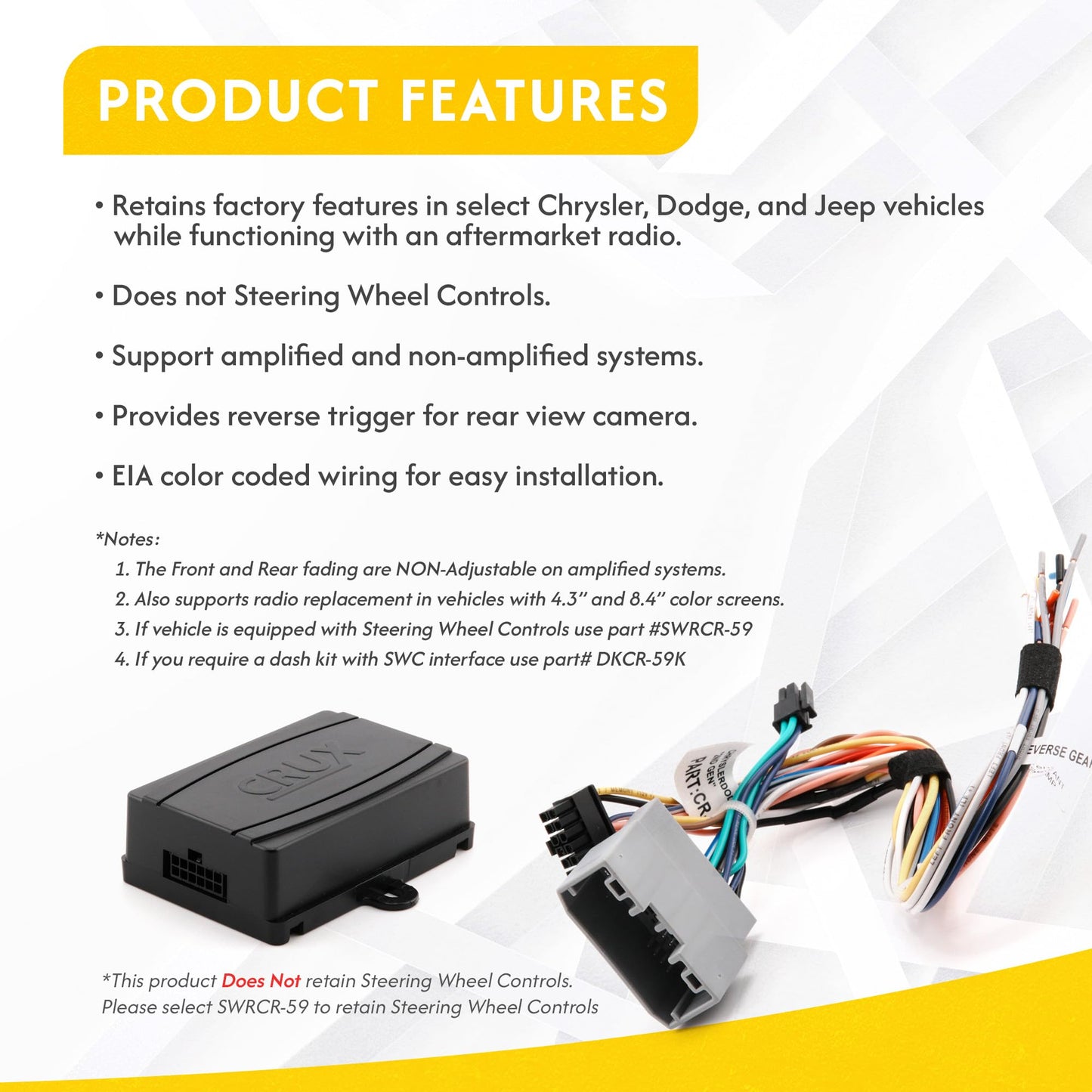 CRUX SOOCR-26 Radio Replacement Interface for Select Chrysler/Dodge/Jeep Vehicles , Black