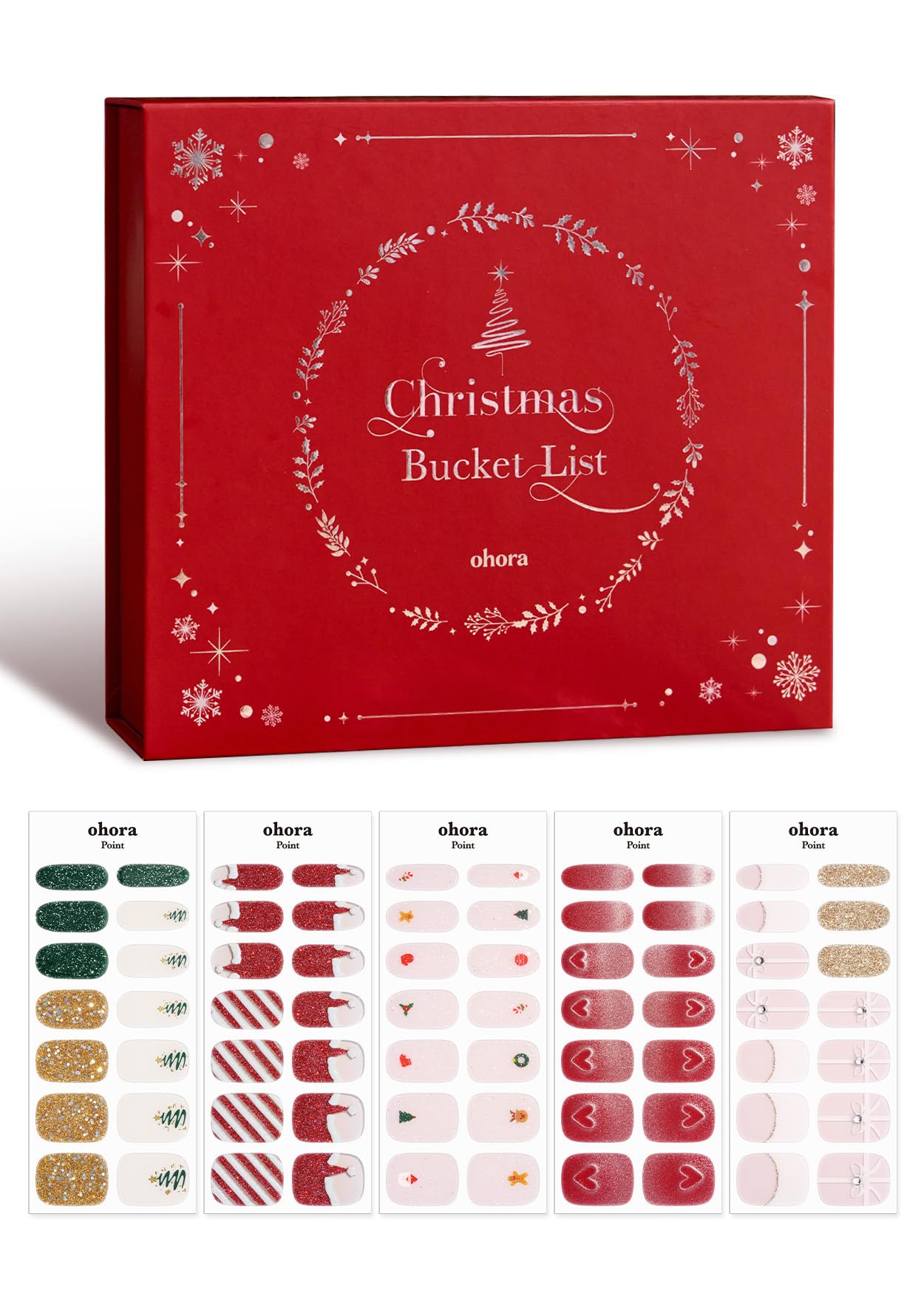ohora Semi Cured Gel Nail Strips (2024 Christmas Bucket List Set (Limited Edition)) - Works with Any Nail Lamps, Salon-Quality, Long Lasting, Easy to Apply & Remove