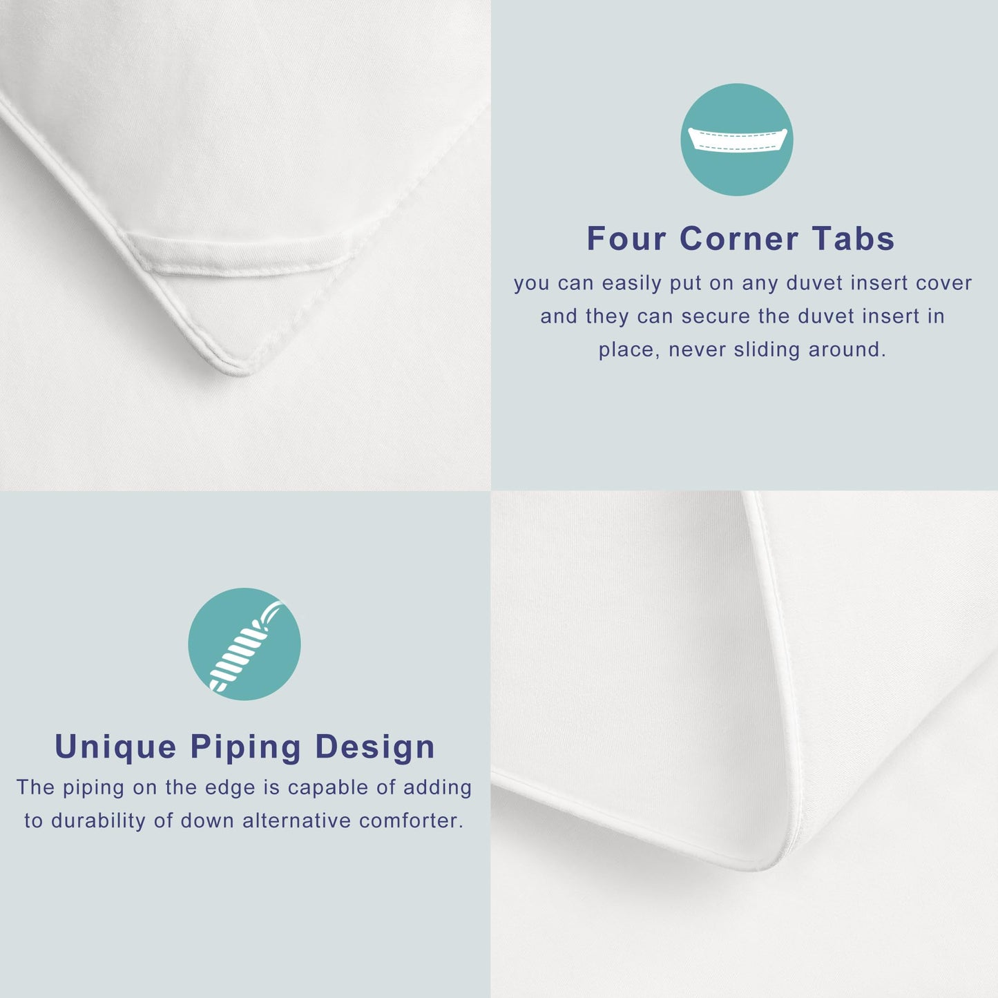 ACCURATEX Queen Duvet Insert Comforter,100% Cotton Shell, 400GSM Thick Fluffy Down Alternative Comforter,Breathable Soft White Hotel Bed Duvet Insert with Corner Tabs(90''x90'')