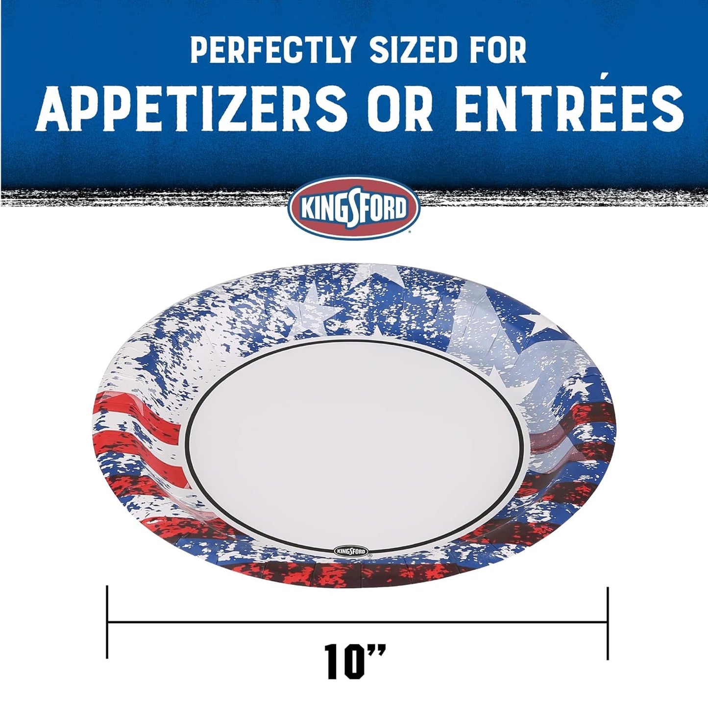 Kingsford Heavy Duty Paper Plates Patriotic American Flag Disposable Dinner Plates BBQ Parties Tailgates Outdoor Cookouts Red White Blue Tableware 10 Inch 35 Count 6 Pack Outdoor Summer Entertaining
