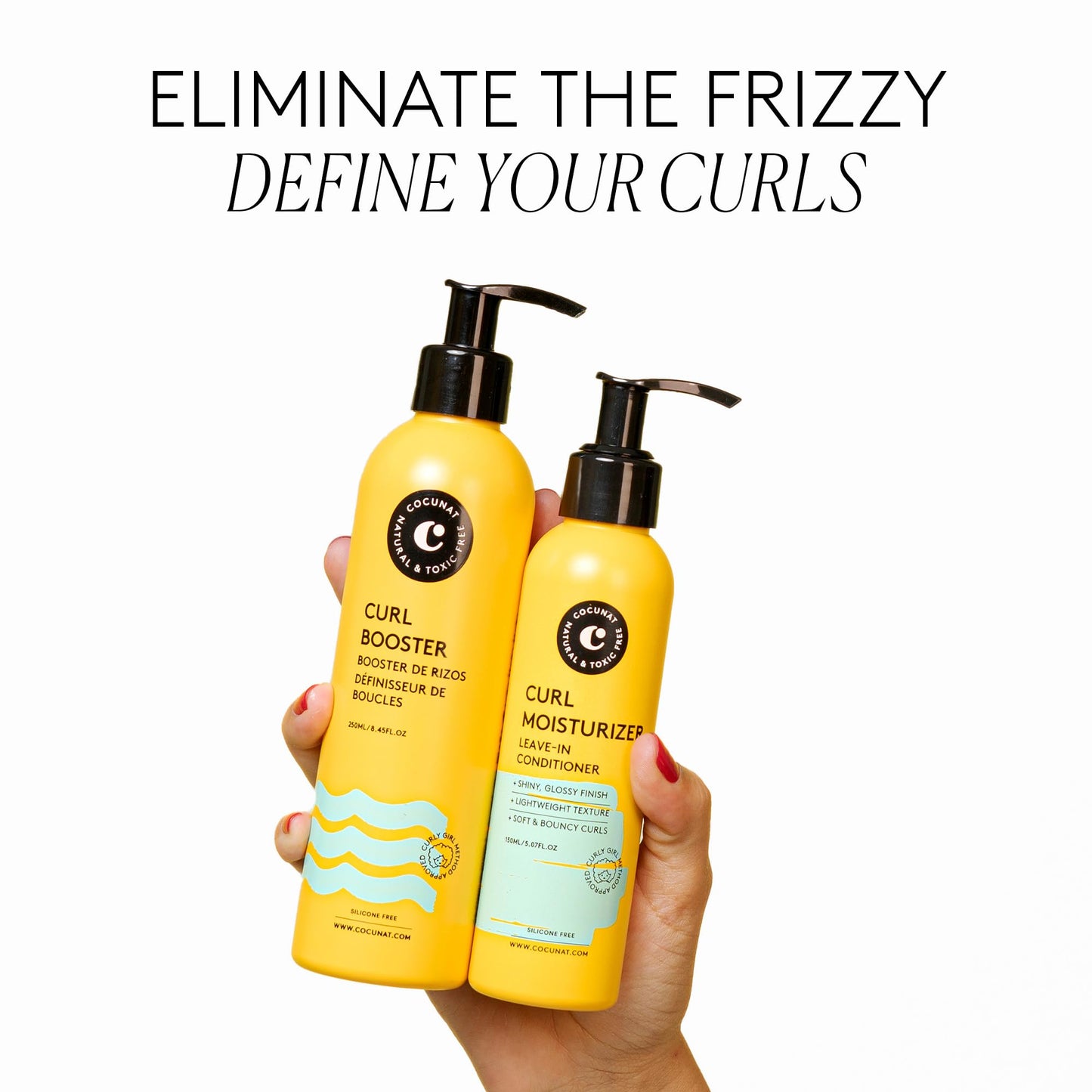 COCUNAT - Curly Method - Curly Hair Gel and Conditioner for Perfect Curls in 2 steps - Leave-in Moisturizer + Curl Booster - Moisturises, Nourishes, Strengthens and Eliminates Frizz - 250ml+150ml