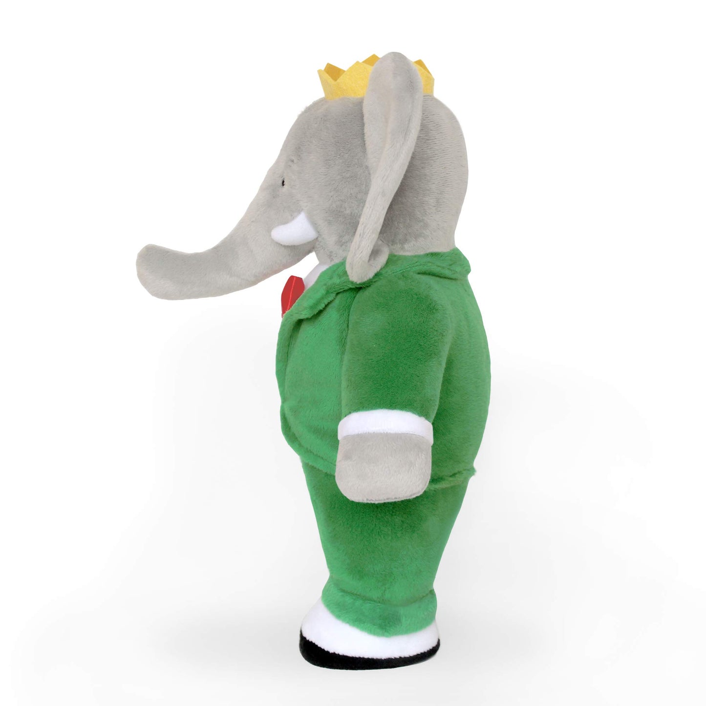 YOTTOY Babar Classic Standing Elephant Plush, Wearing Green Suit, Red Bowtie and Crown, Soft 13 Inch Babar Character Toy for Kids